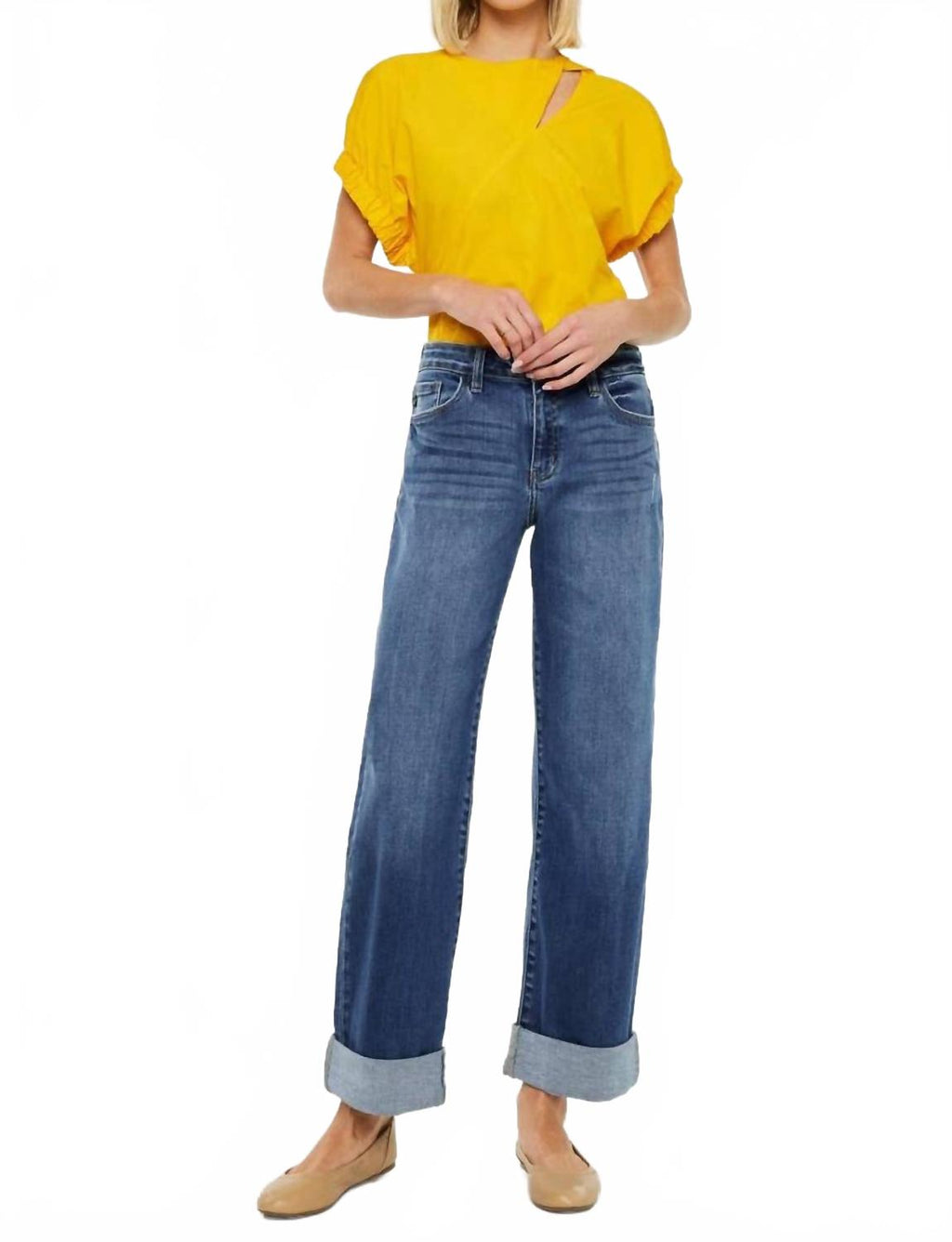 Ivanna High Rise Wide Leg Jeans In Medium