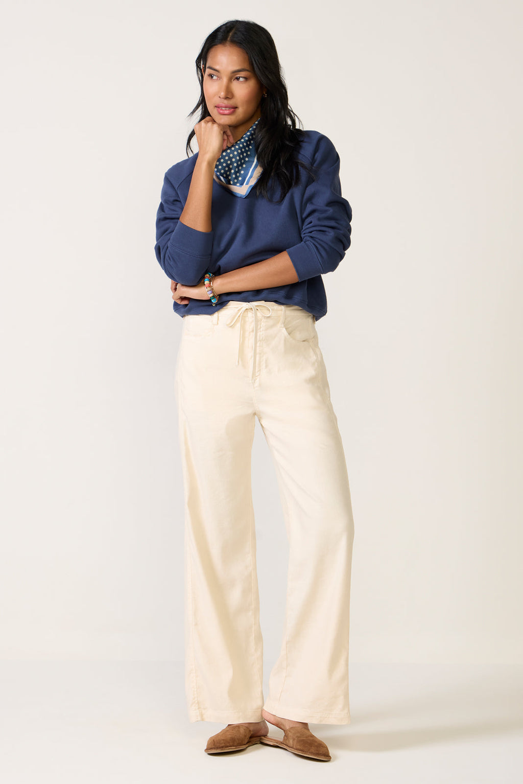 Women's Joelle Stretch Linen Trouser with Tie Waist Pants