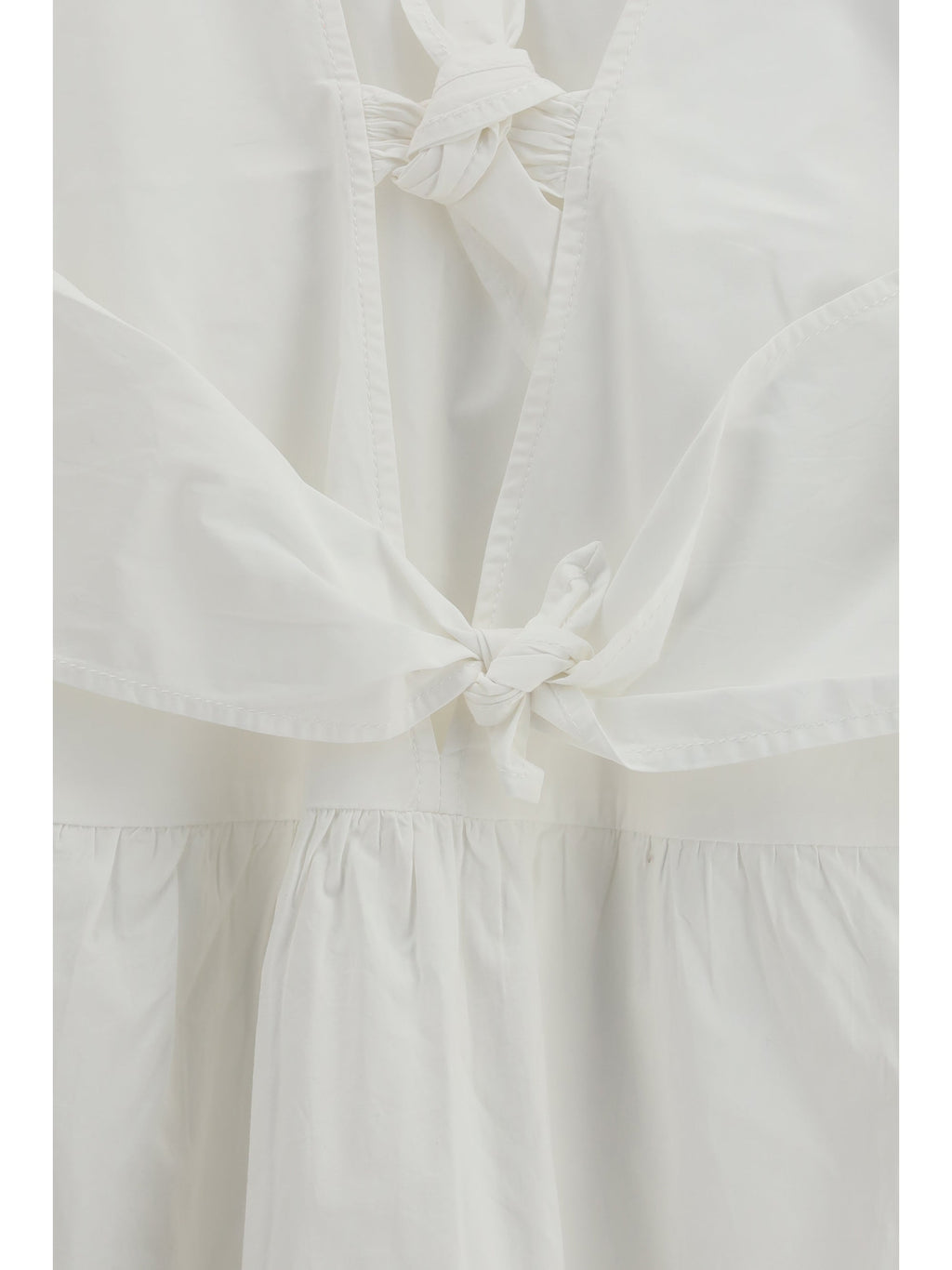 Ganni Women Mini Dress With A Deep V-Neckline And Front Tie Bands