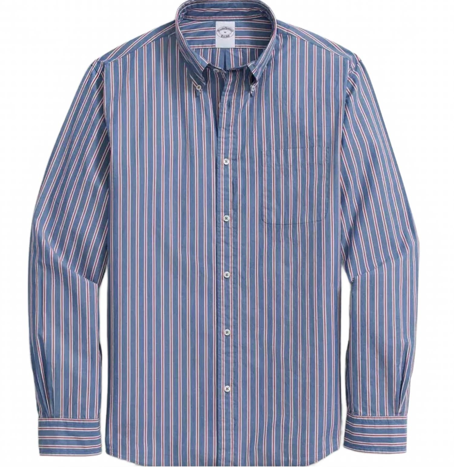 Men's Friday Poplin Stripe Shirt In Mazarine Blue