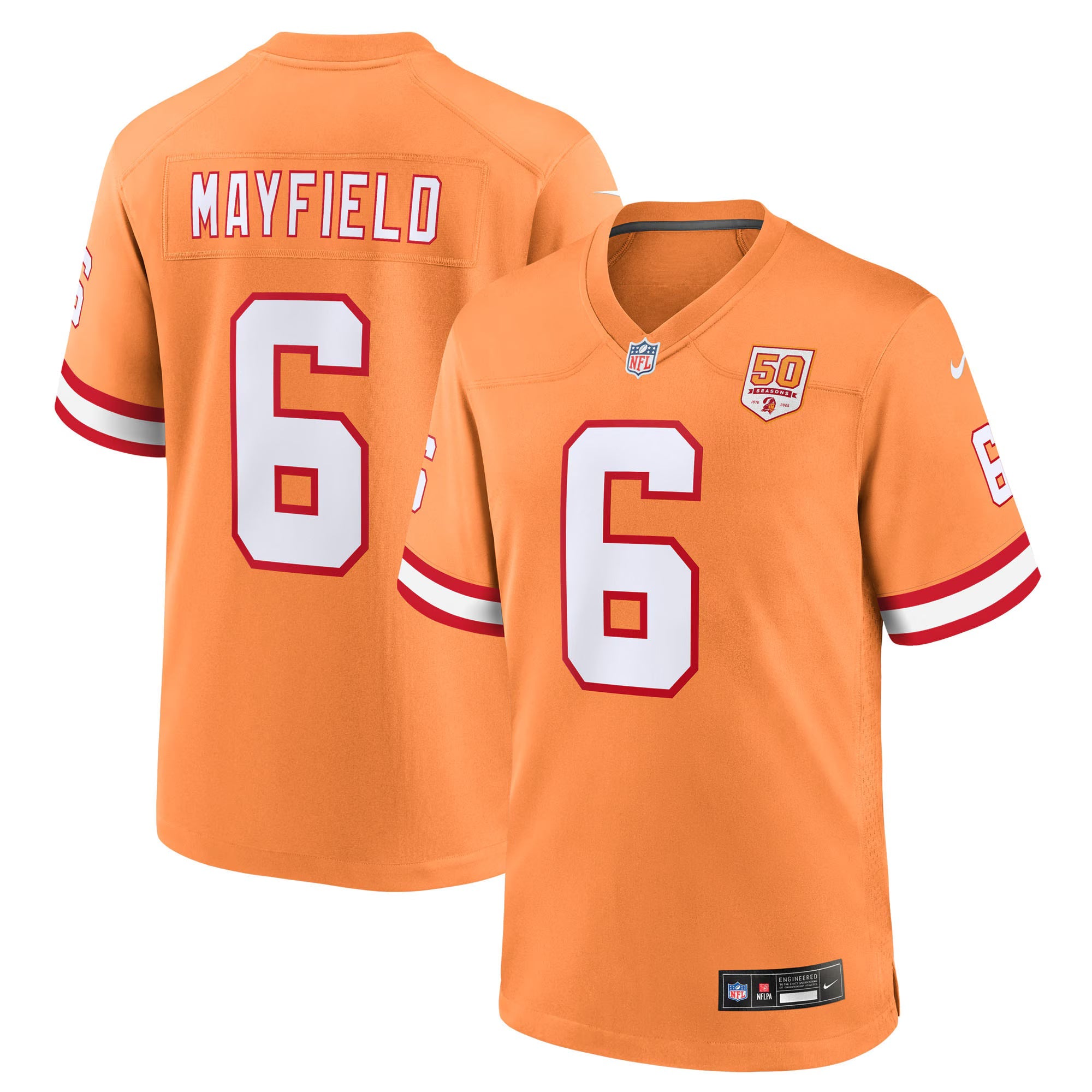 Tampa Bay Buccaneers Baker Mayfield Creamsicle 50th Season Game Jersey