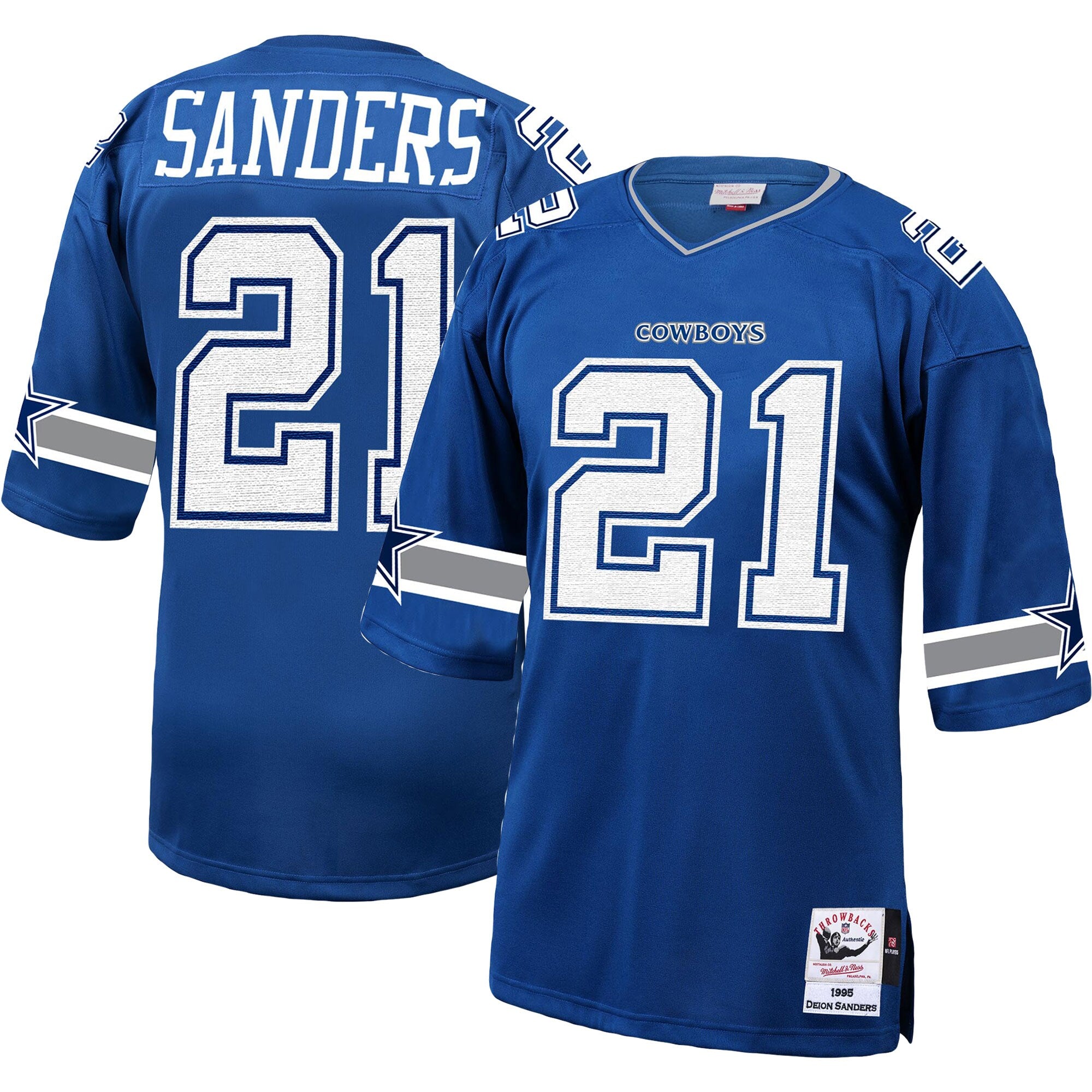 Dallas Cowboys 1996 Deion Sanders Mitchell & Ness Royal Authentic Throwback Retired Player Jersey