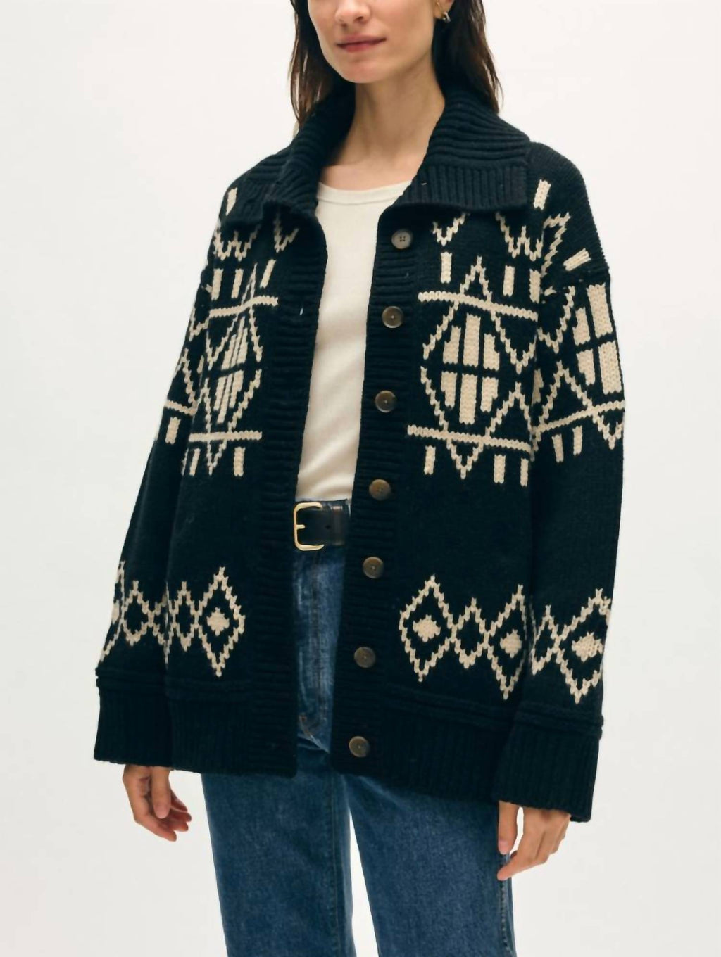 Fair Isle Jacket In Black Combo