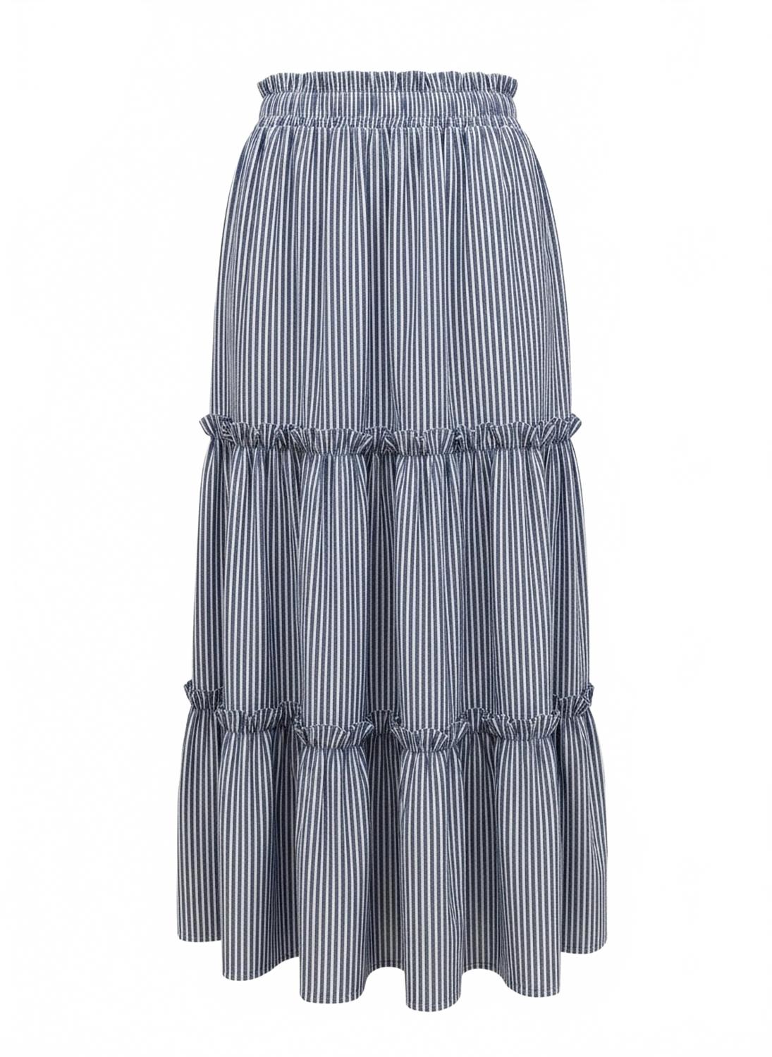 Women's Striped Long Skirt In Blue/white