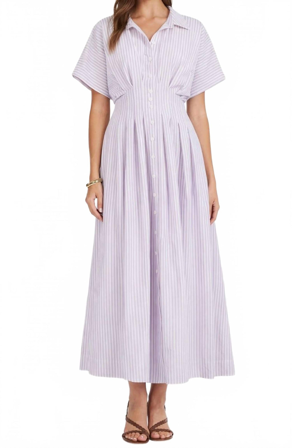 Maude Waist Detail Shirtdress In Lavendar