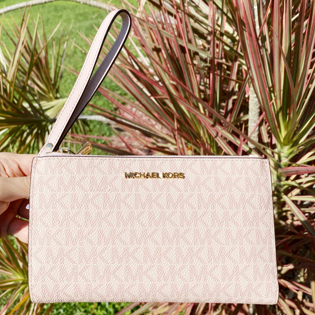 Michael Kors Jet Set Travel Double Zip Wristlet Ballet Pink MK