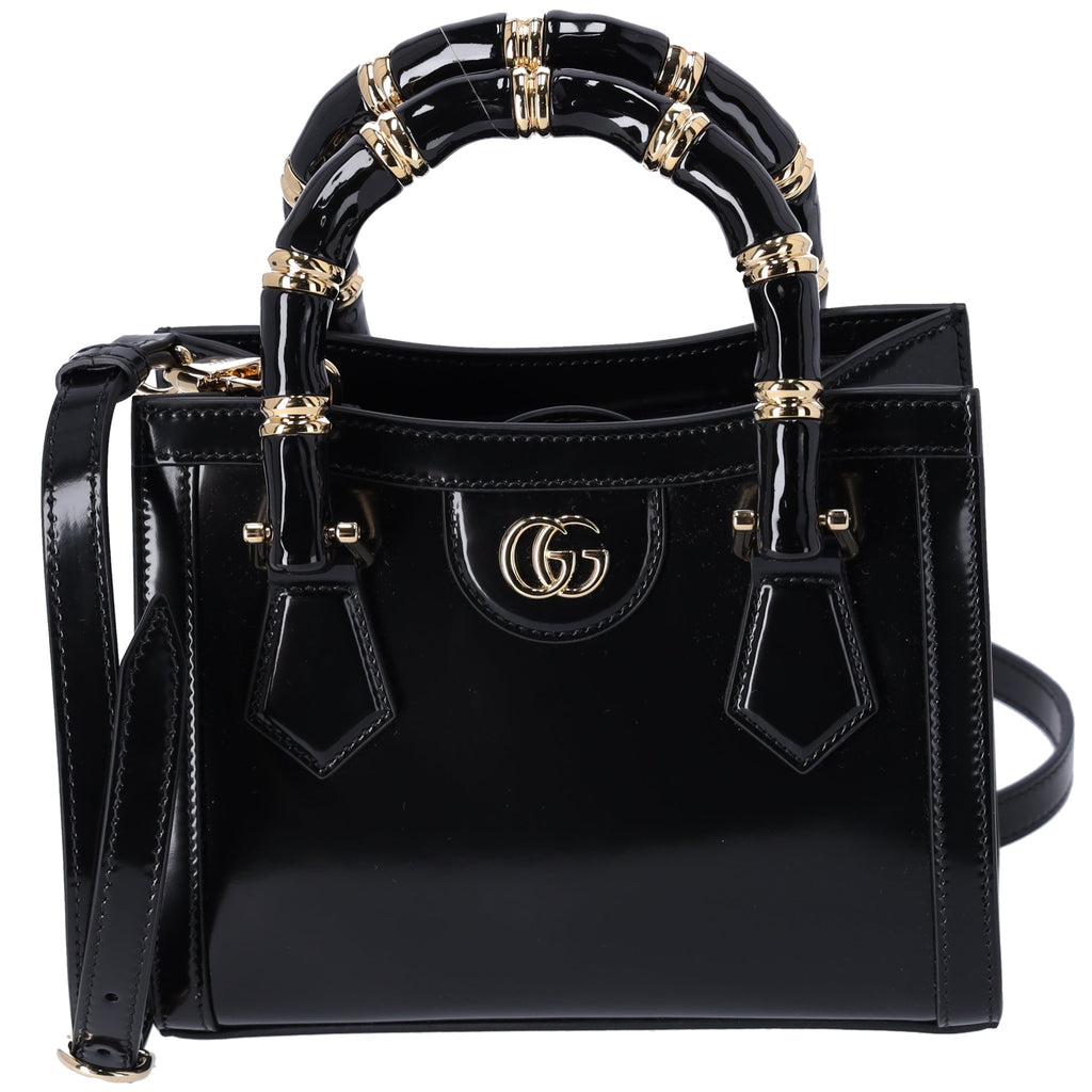 GUCCI Diana Mini Tote Crossbody Bag 832936 Black Leather