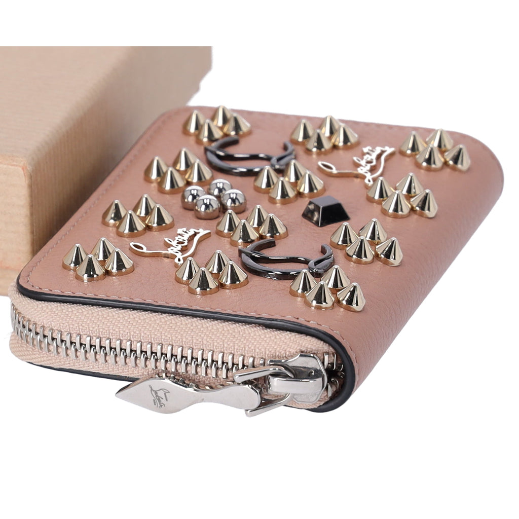 Christian Louboutin Panettone Coin Case 3175223 Beige Gold Leather Studs