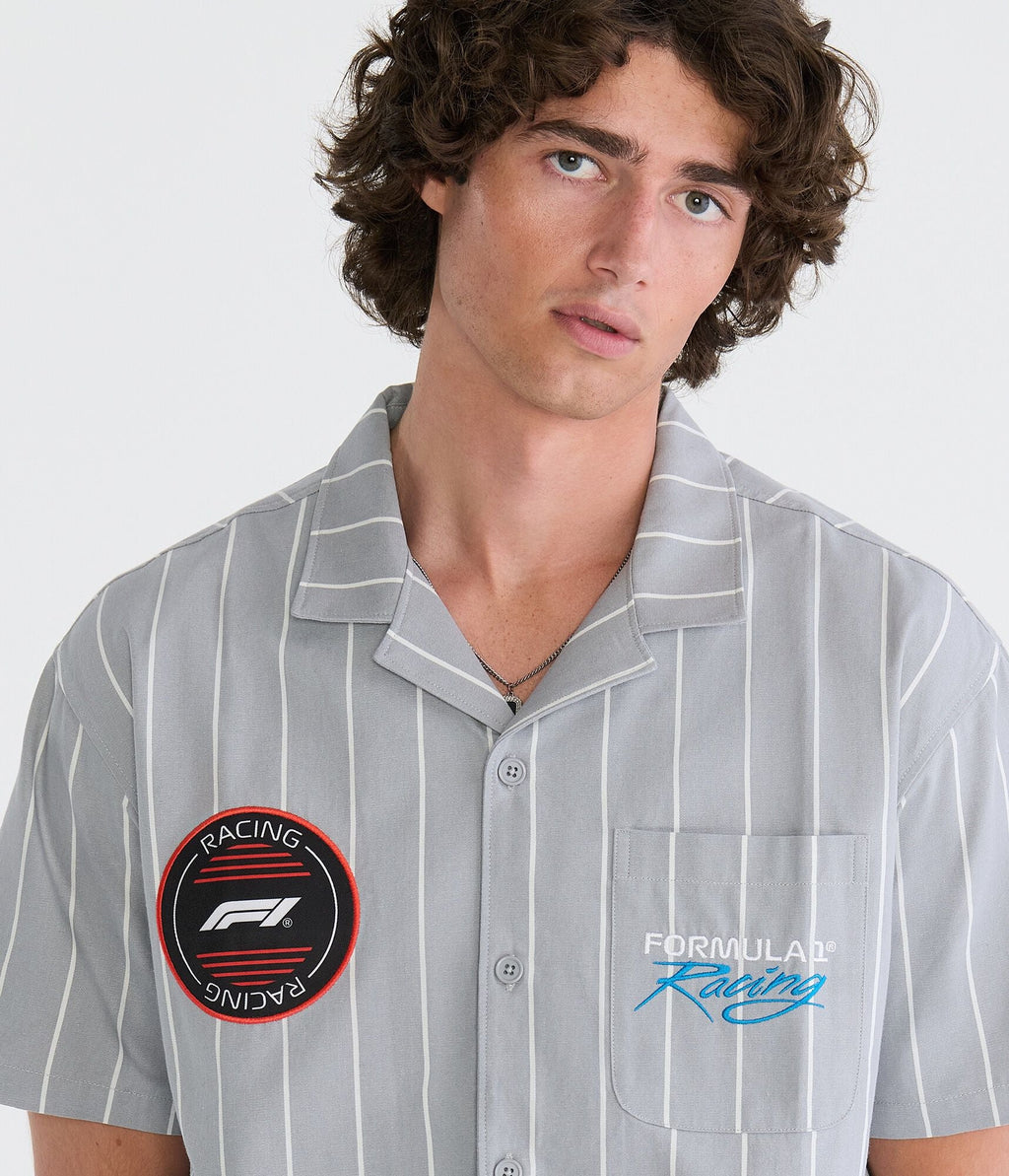 Aeropostale Formula 1 Racing Striped Boxy Mechanic Shirt