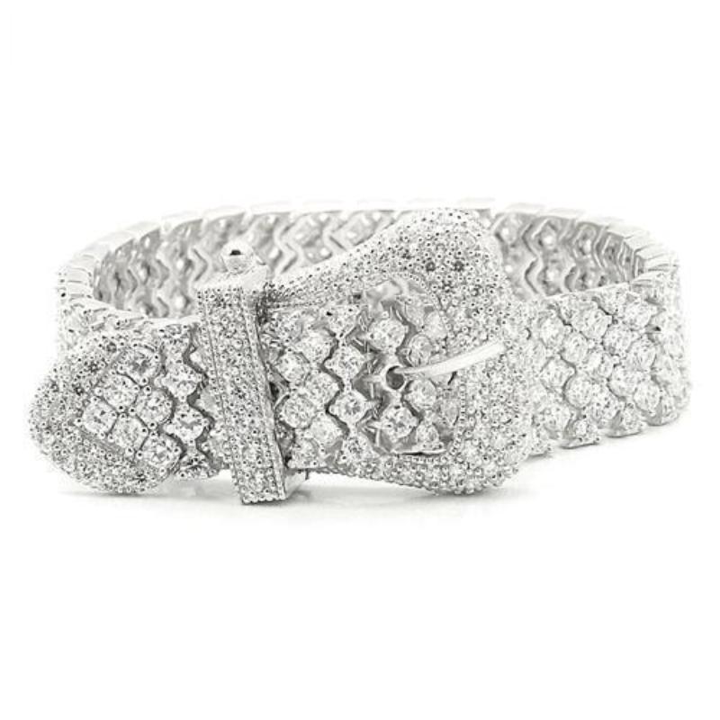 Rhodium 925 Sterling Silver Bracelet with AAA Grade CZ in Clear