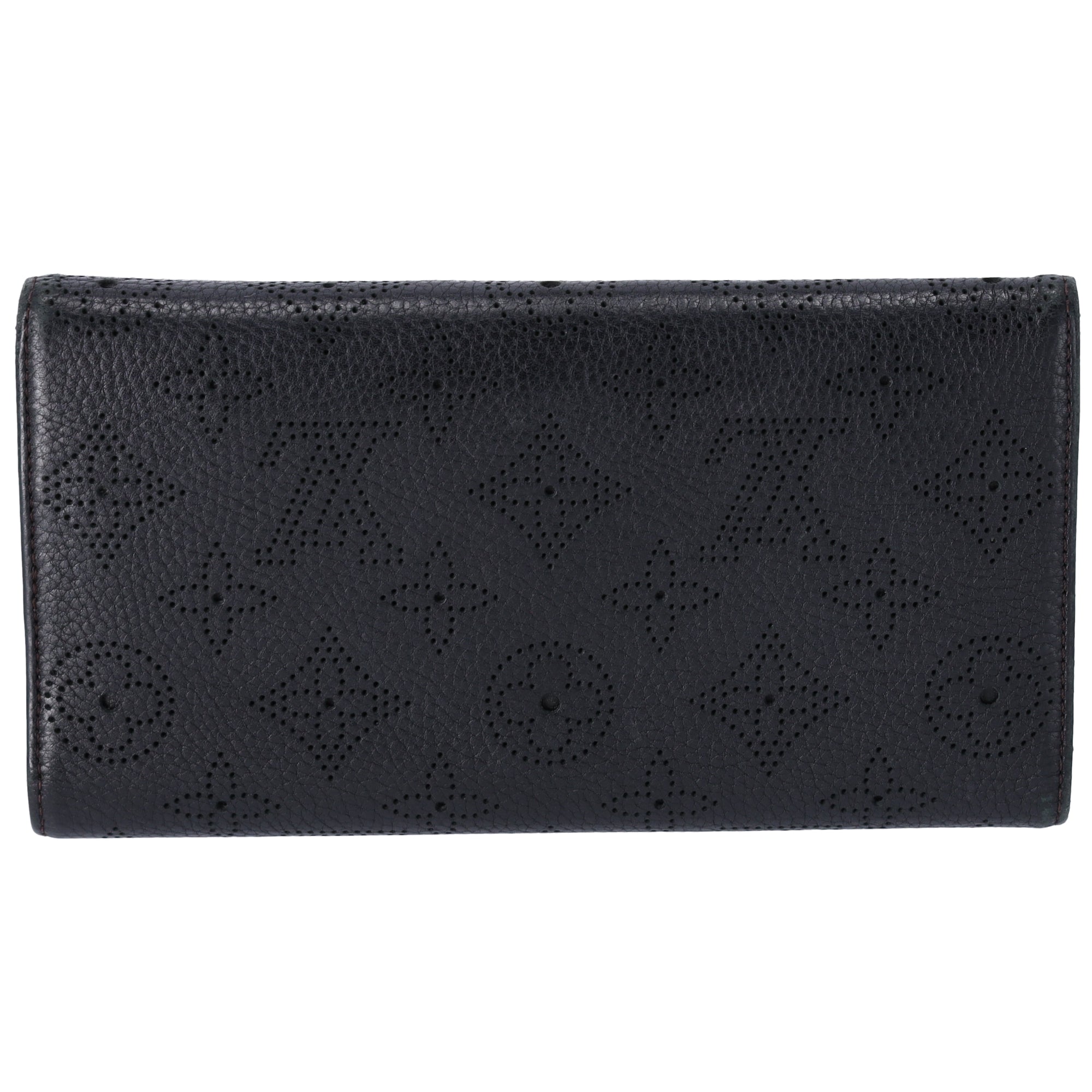 Louis Vuitton Amelia Mahina Monogram Long Trifold Wallet Black