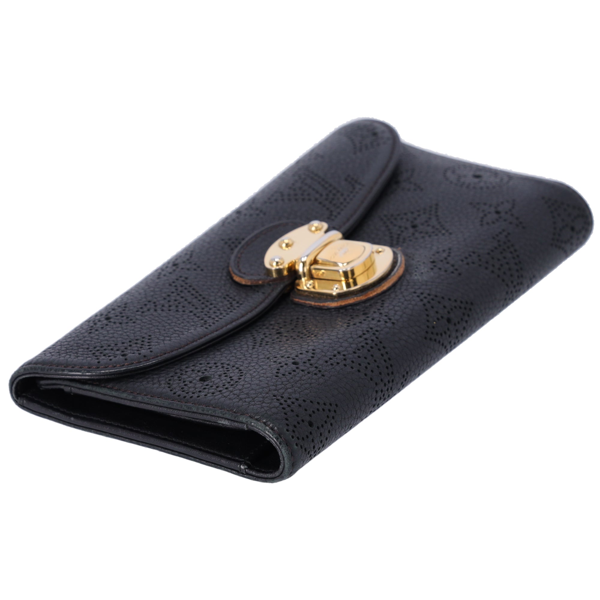 Louis Vuitton Amelia Mahina Monogram Long Trifold Wallet Black