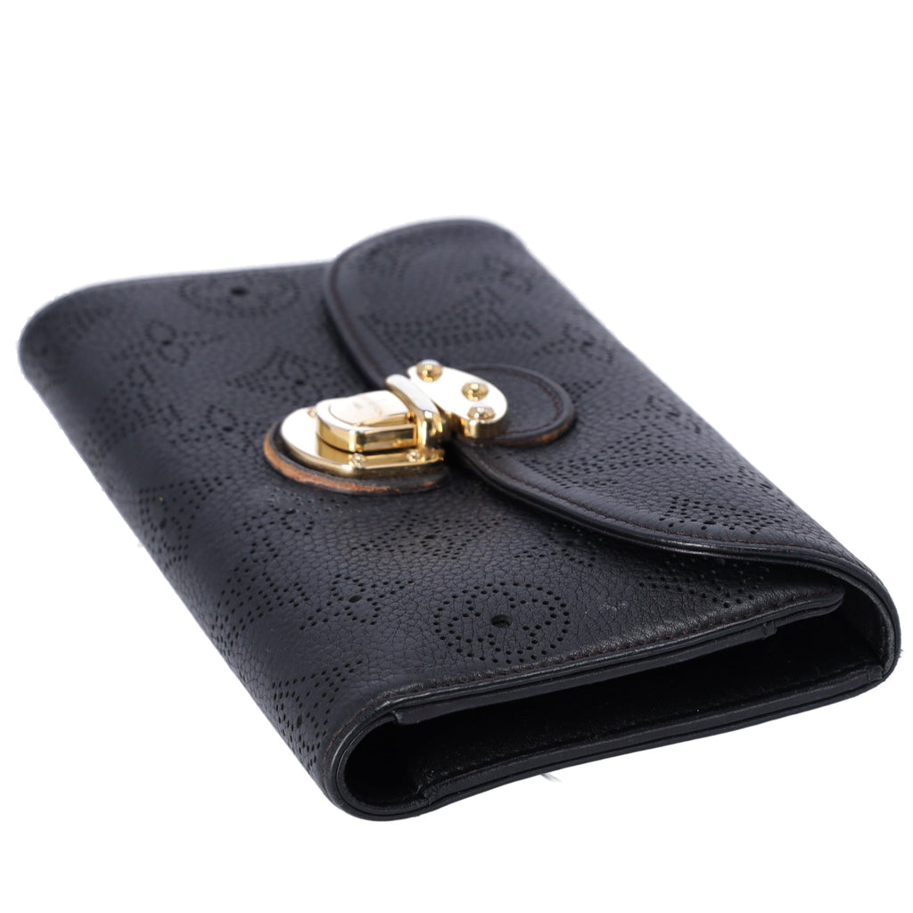 Louis Vuitton Amelia Mahina Monogram Long Trifold Wallet Black