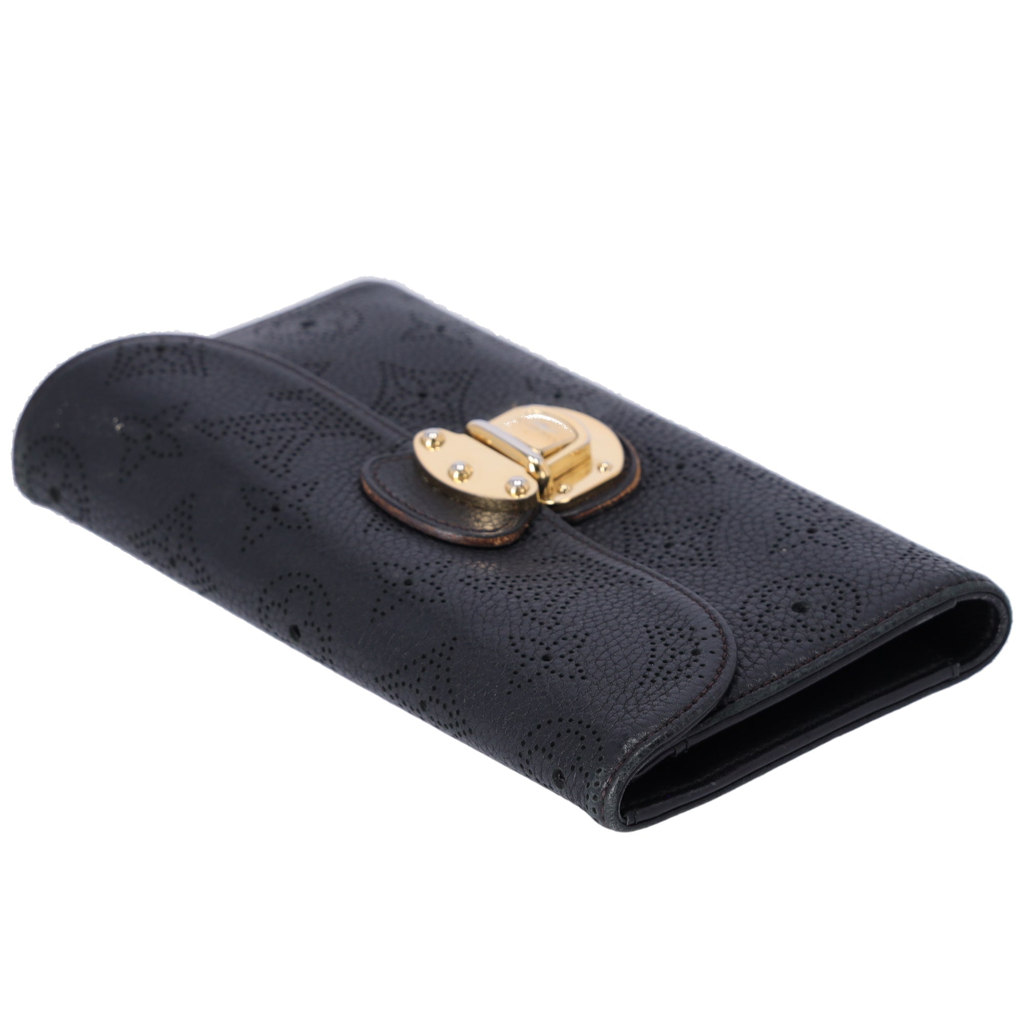 Louis Vuitton Amelia Mahina Monogram Long Trifold Wallet Black