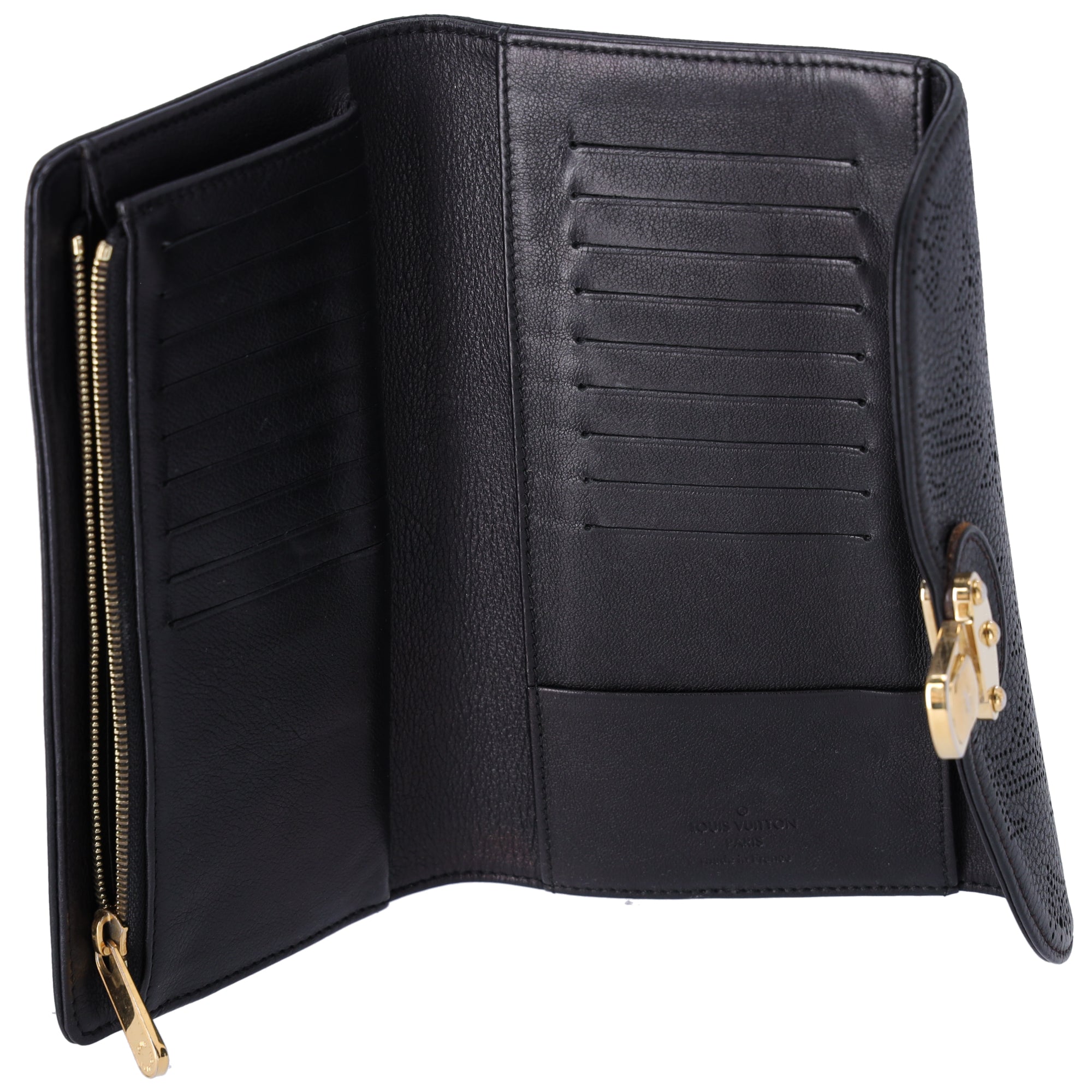 Louis Vuitton Amelia Mahina Monogram Long Trifold Wallet Black