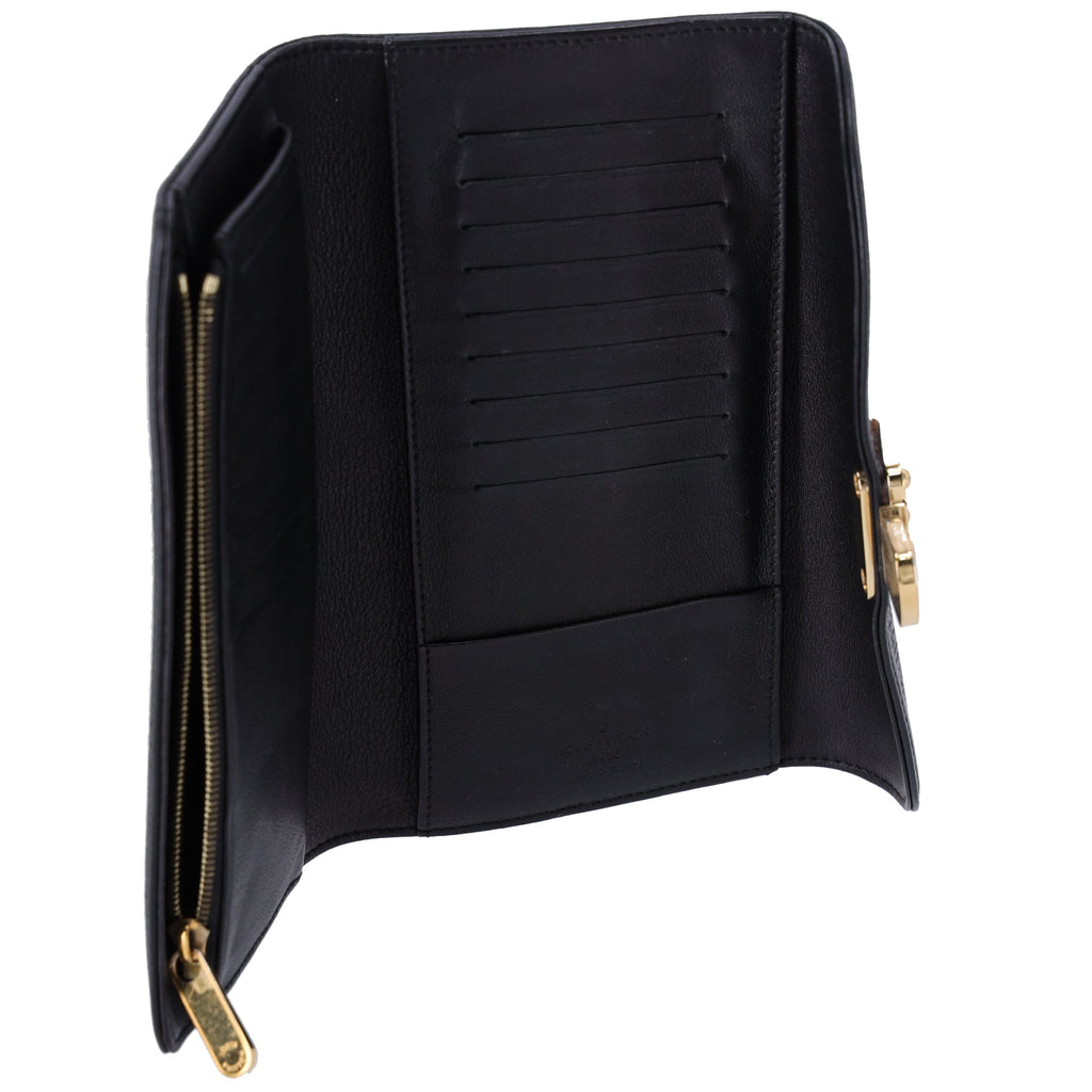 Louis Vuitton Amelia Mahina Monogram Long Trifold Wallet Black