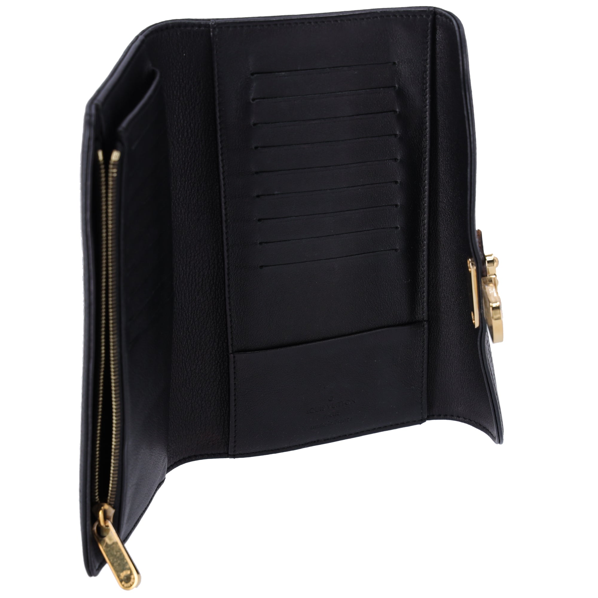 Louis Vuitton Amelia Mahina Monogram Long Trifold Wallet Black