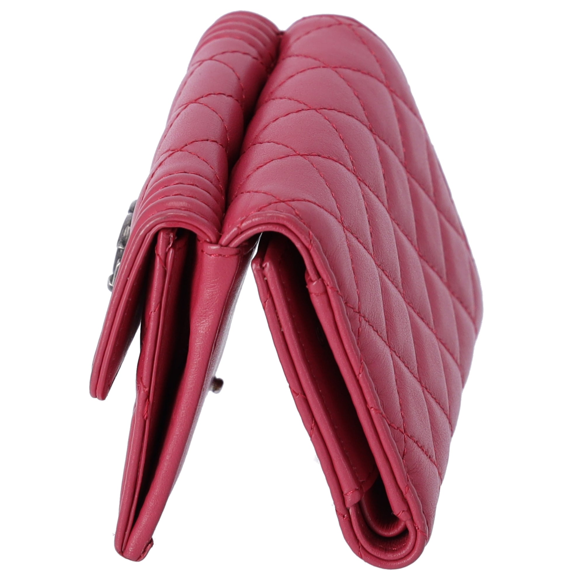 CHANEL Le Boy Trifold Wallet Pink Lambskin