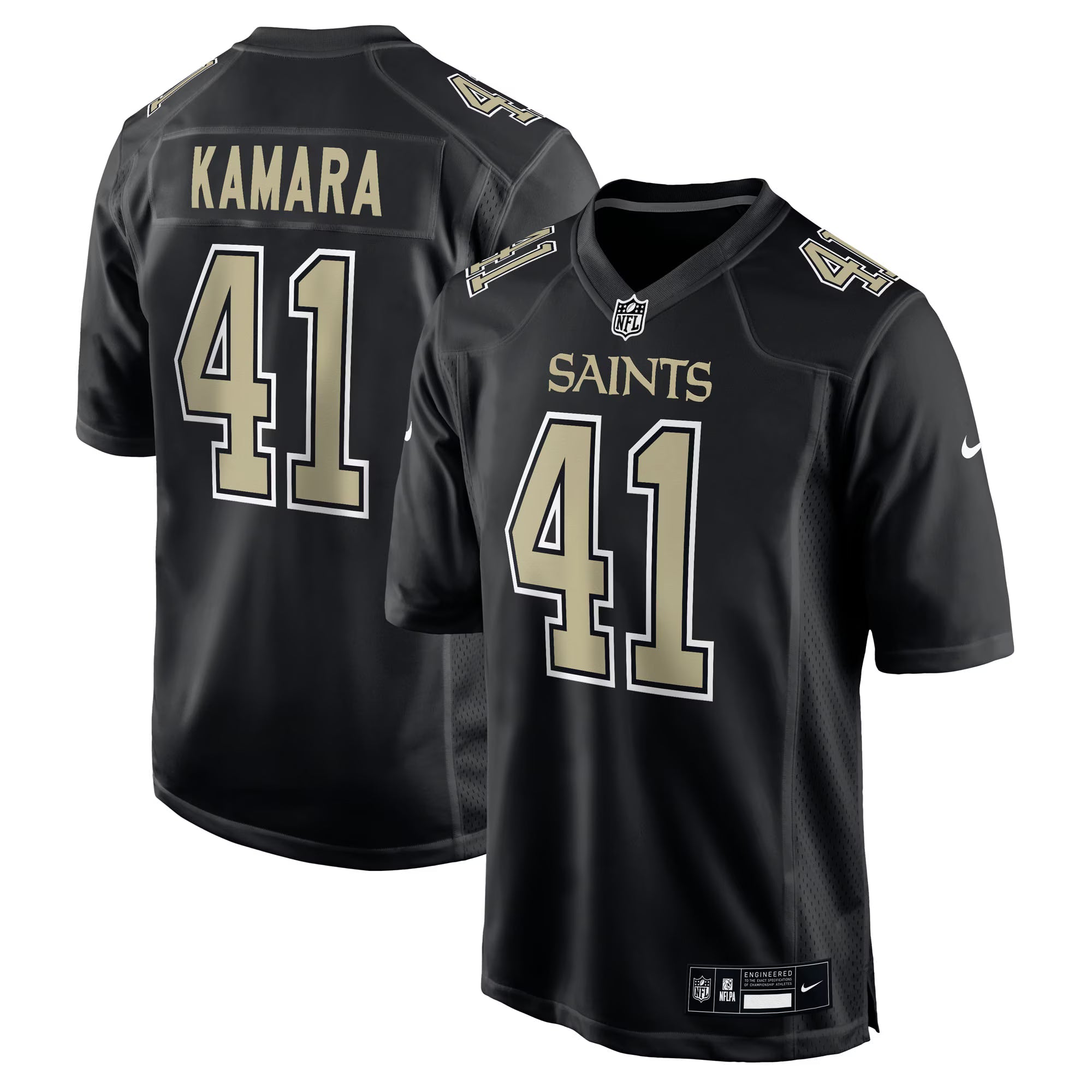 New Orleans Saints Alvin Kamara Carbon Black Fashion Game Jersey