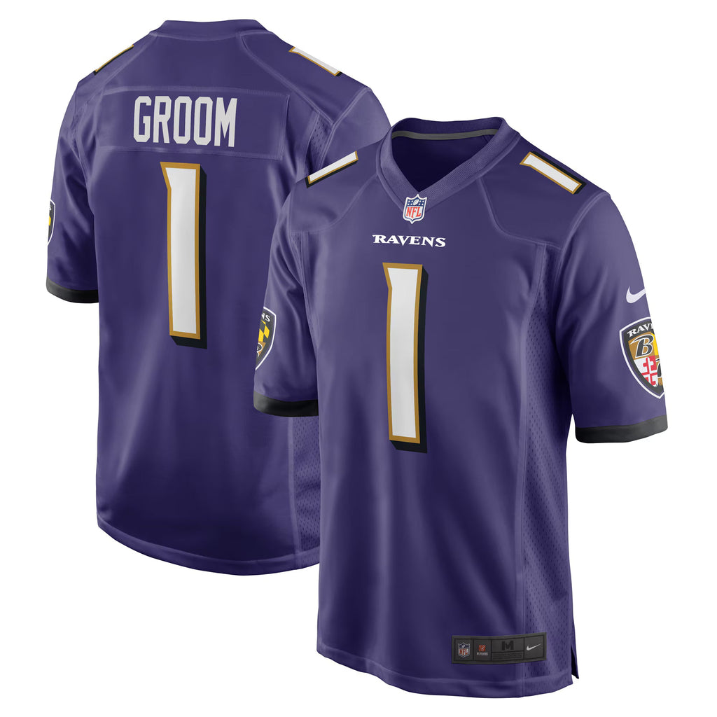 Baltimore Ravens Number 1 Groom Purple Game Jersey