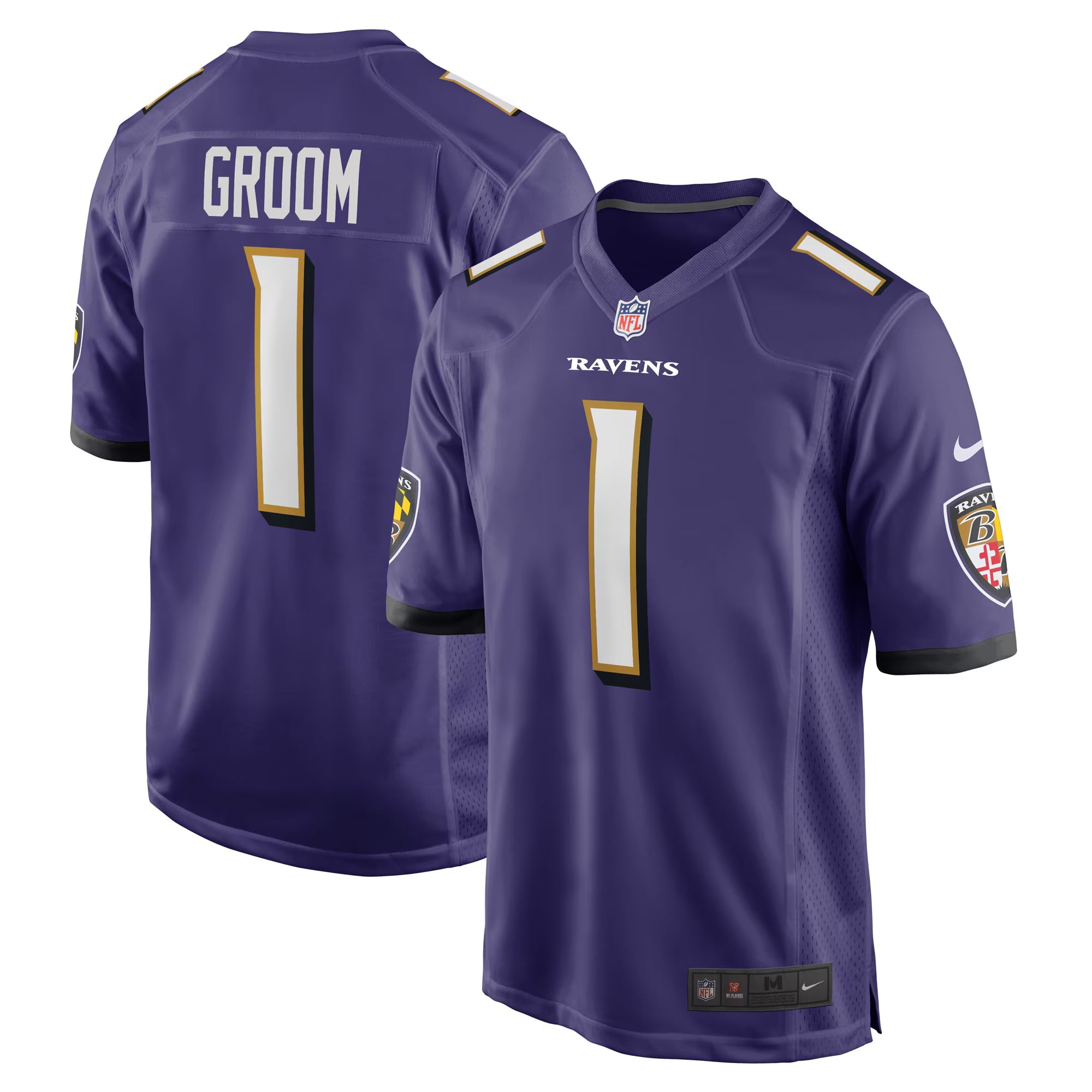 Baltimore Ravens Number 1 Groom Purple Game Jersey