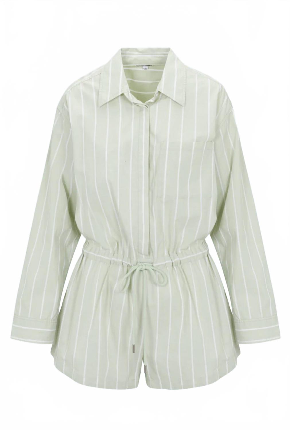 Amelie Romper In Pistachio Stripe