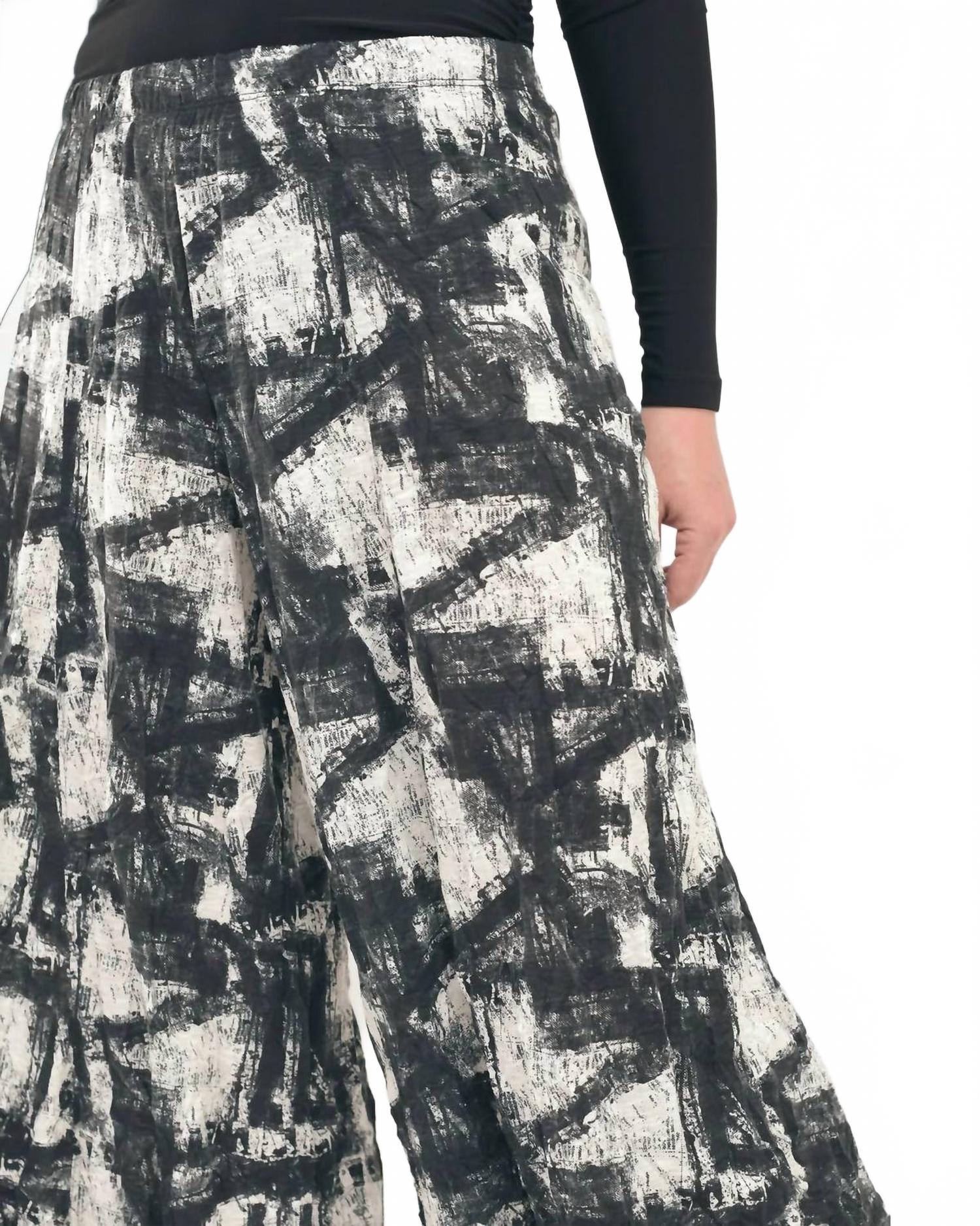 Marble Crinkle Punto Pants In Black