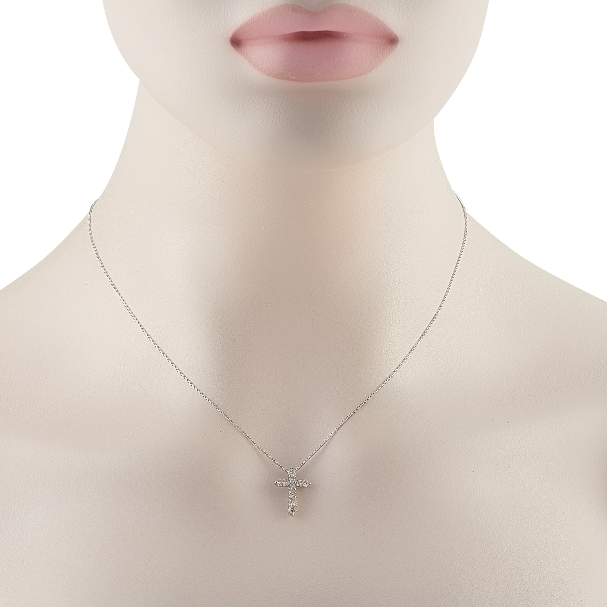 LB Exclusive Platinum 0.51ct Diamond Cross Pendant Necklace MF24-041426