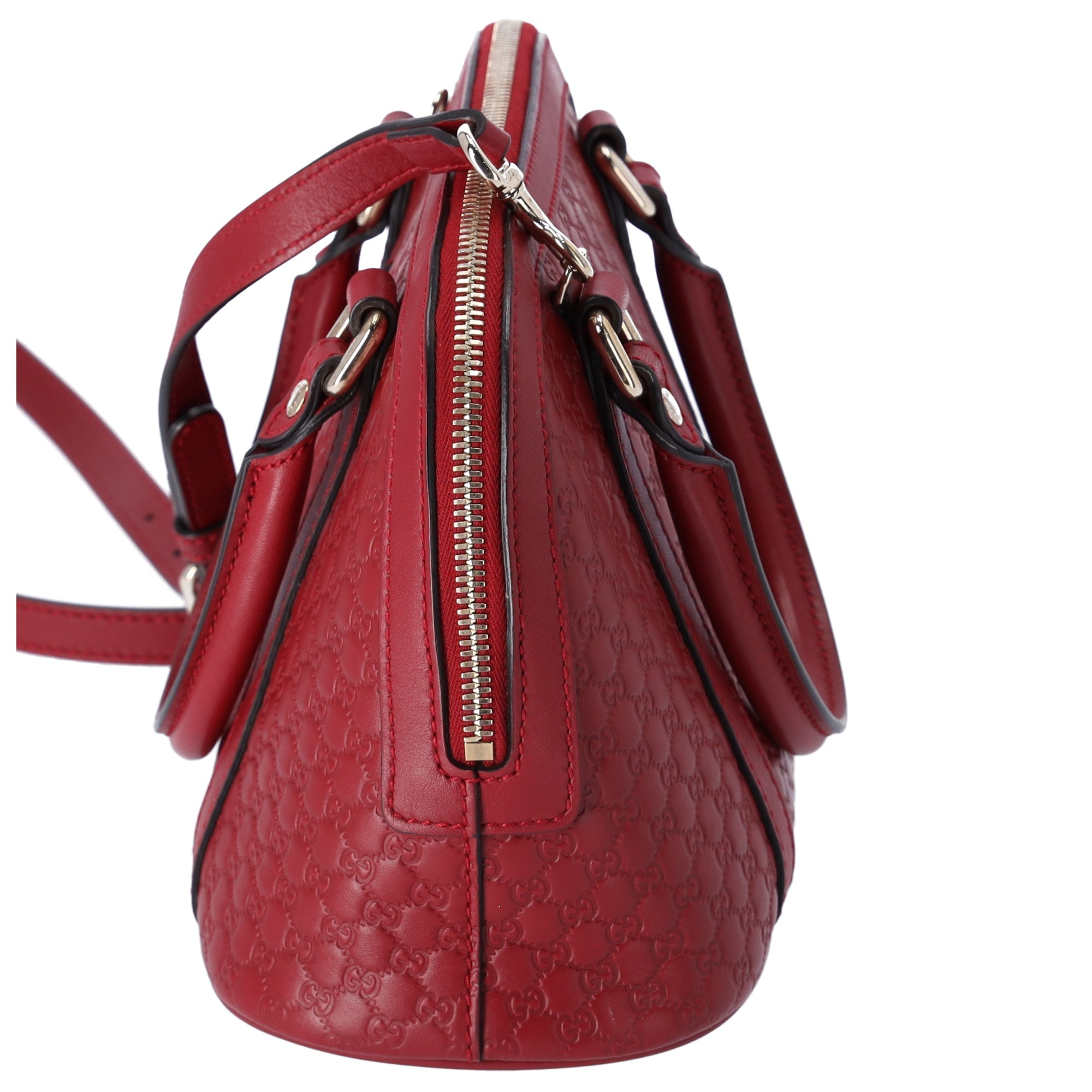 GUCCI Guccissima Micro GG Small Dome Handbag 449654 Red Leather