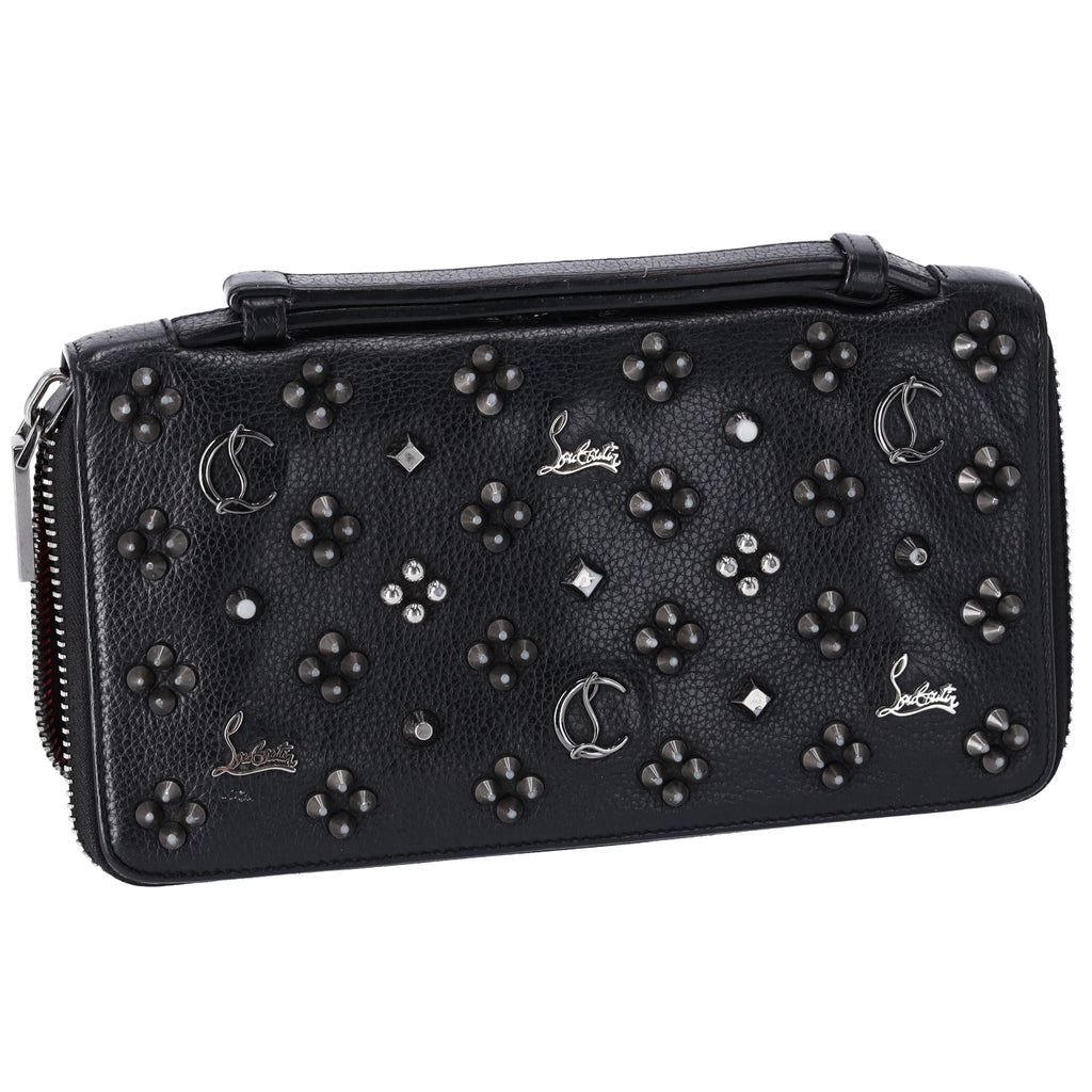 Christian Louboutin Panettone Wallet XL Clutch 1175110 Black Leather Beaded