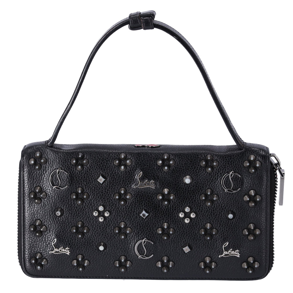 Christian Louboutin Panettone Wallet XL Clutch 1175110 Black Leather Beaded