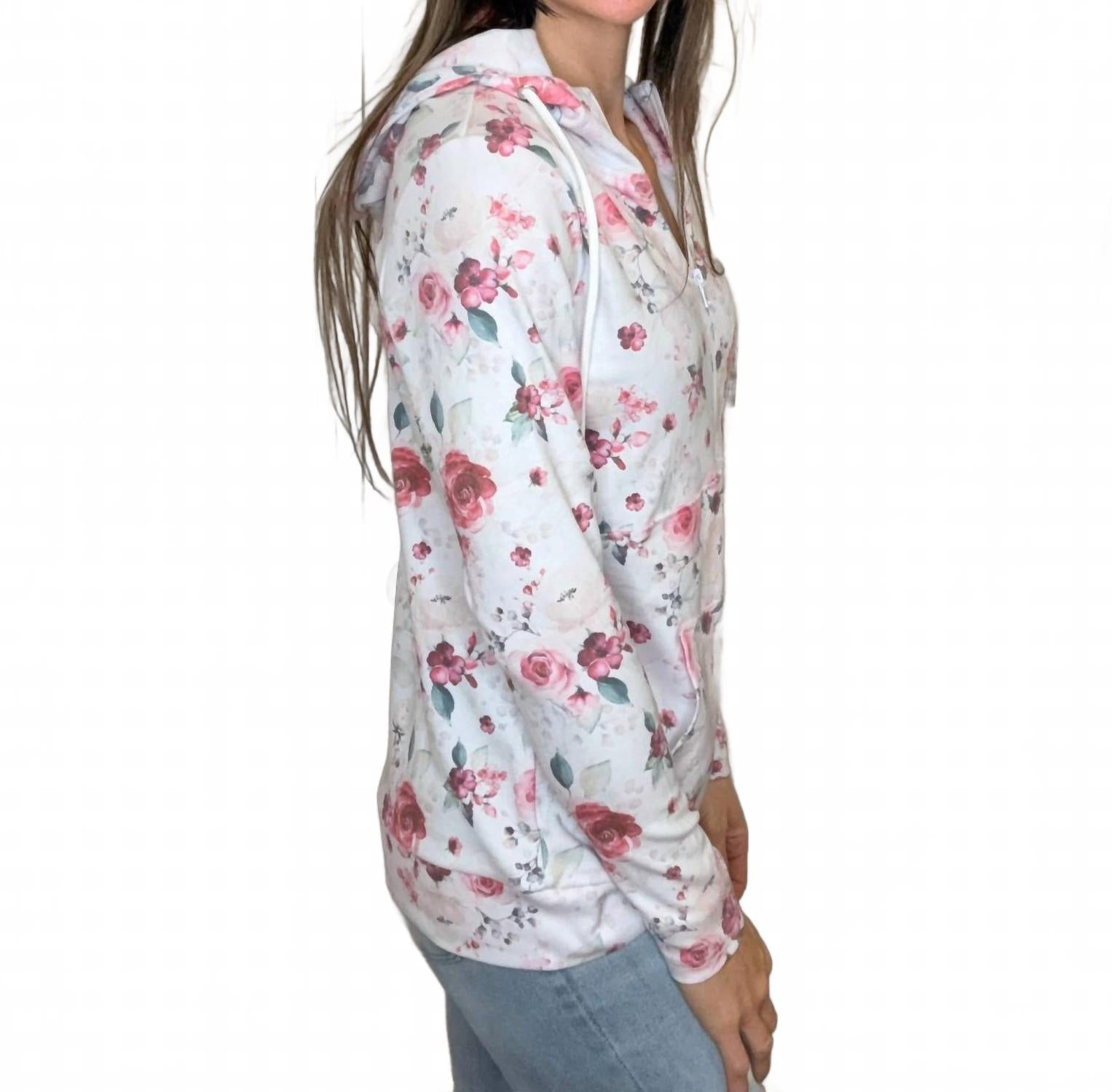 Half Zip Hoodie In Pink Bloom