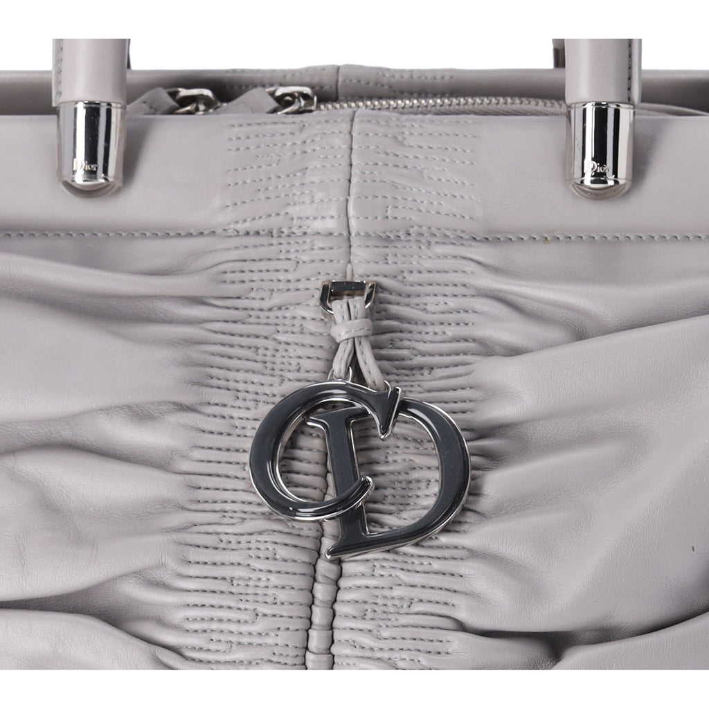 Christian Dior Karenina Handbag North South Tote Gray Leather