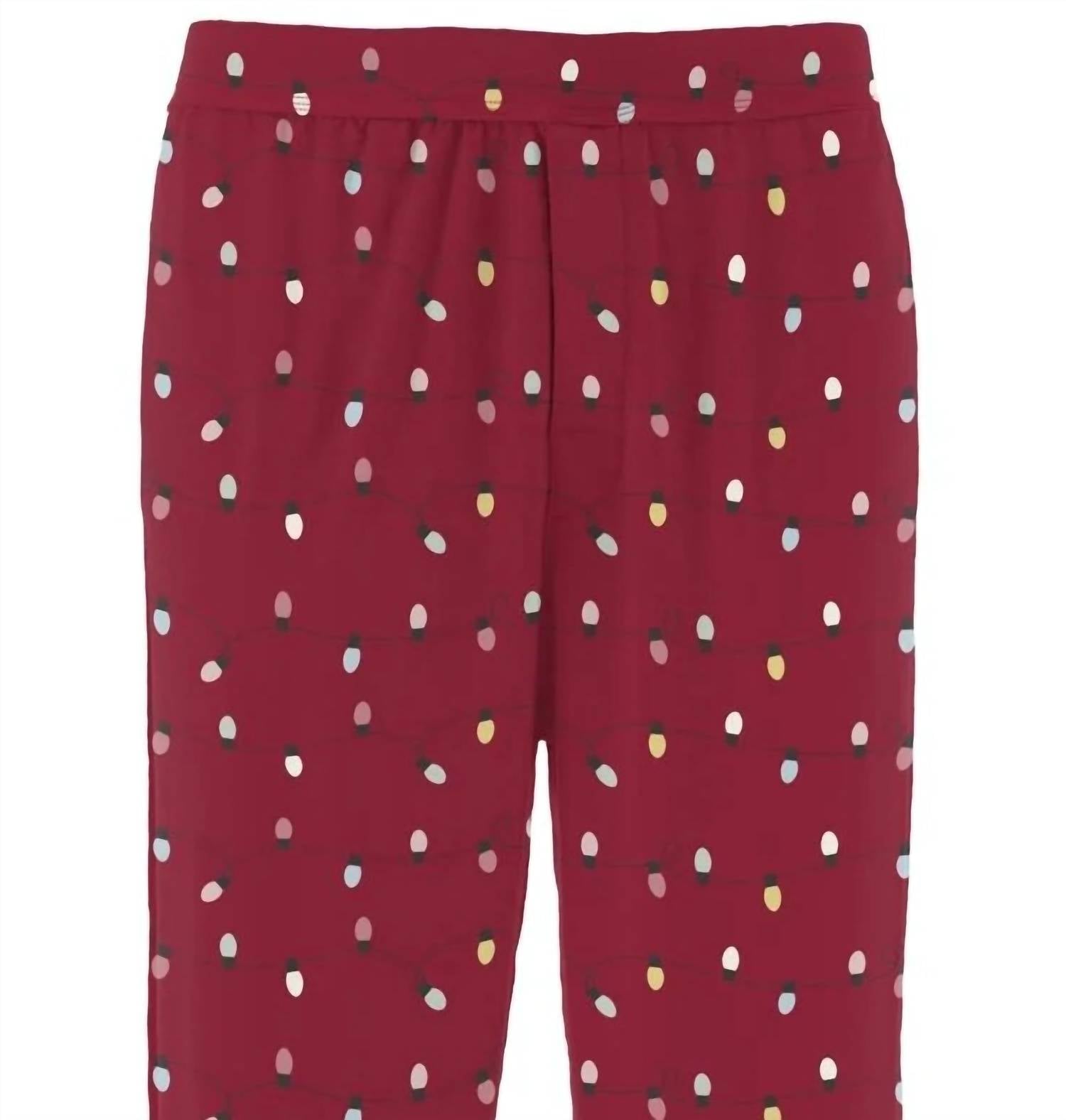 Men's Print Pj Pants In Crimson Holiday Lights