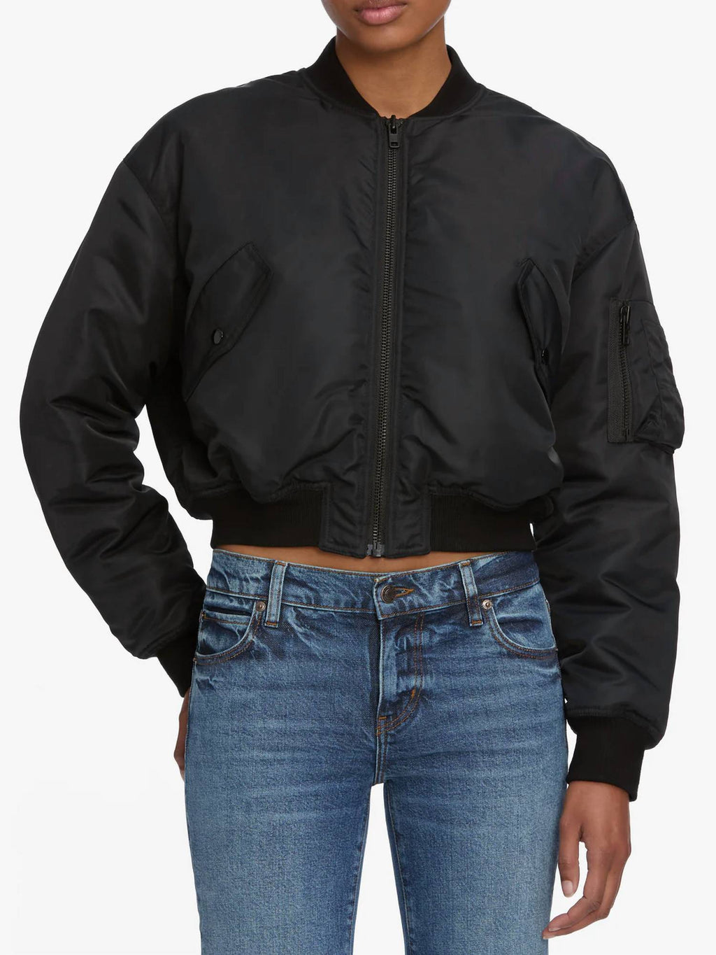 Nylon Bomber Jacket In Black