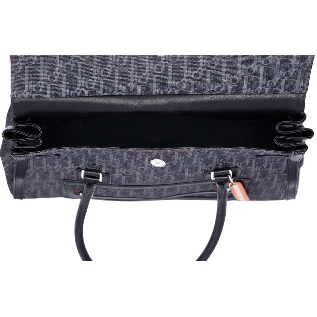Christian Dior Flight Trotter Handbag Navy Black Orange Denim Leather