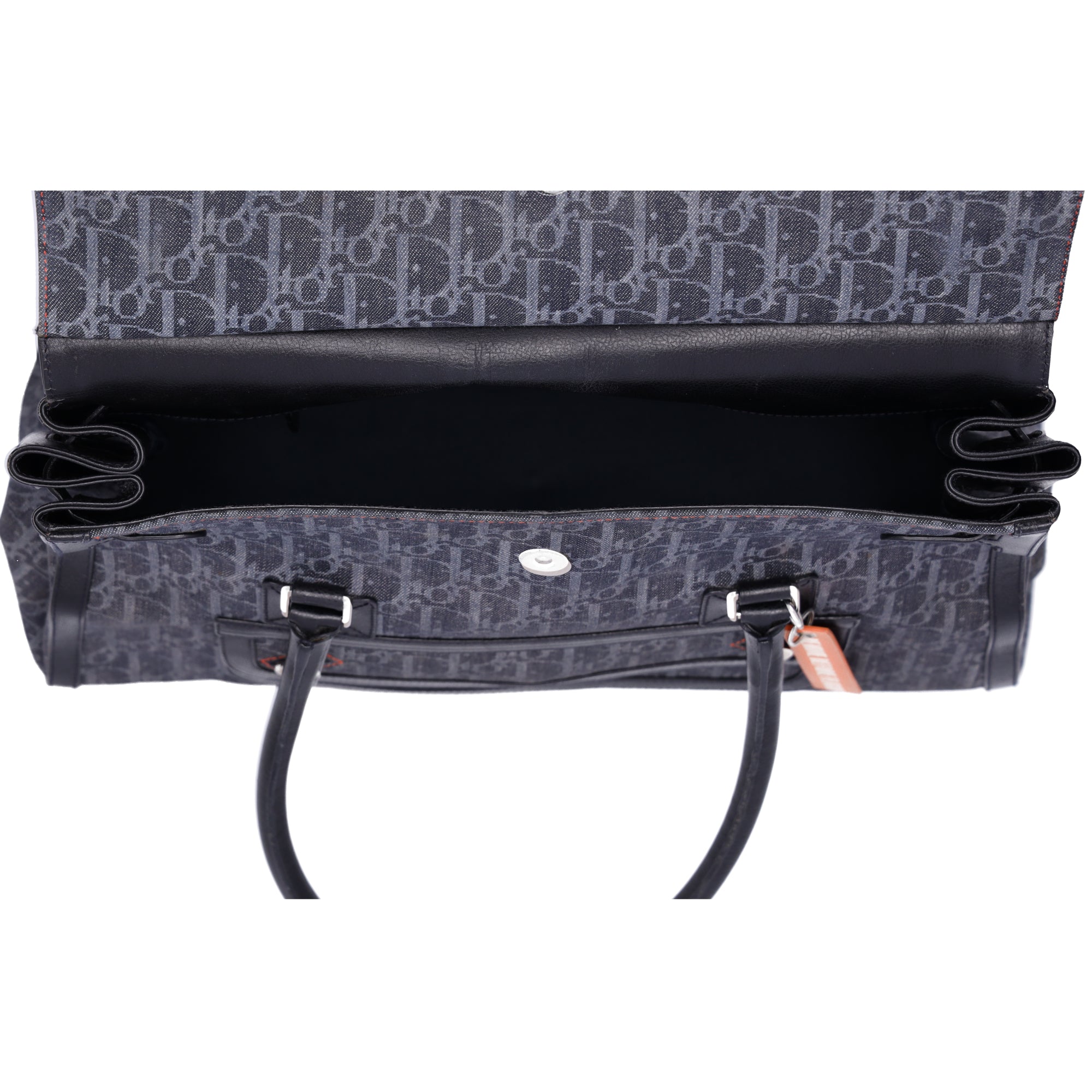 Christian Dior Flight Trotter Handbag Navy Black Orange Denim Leather