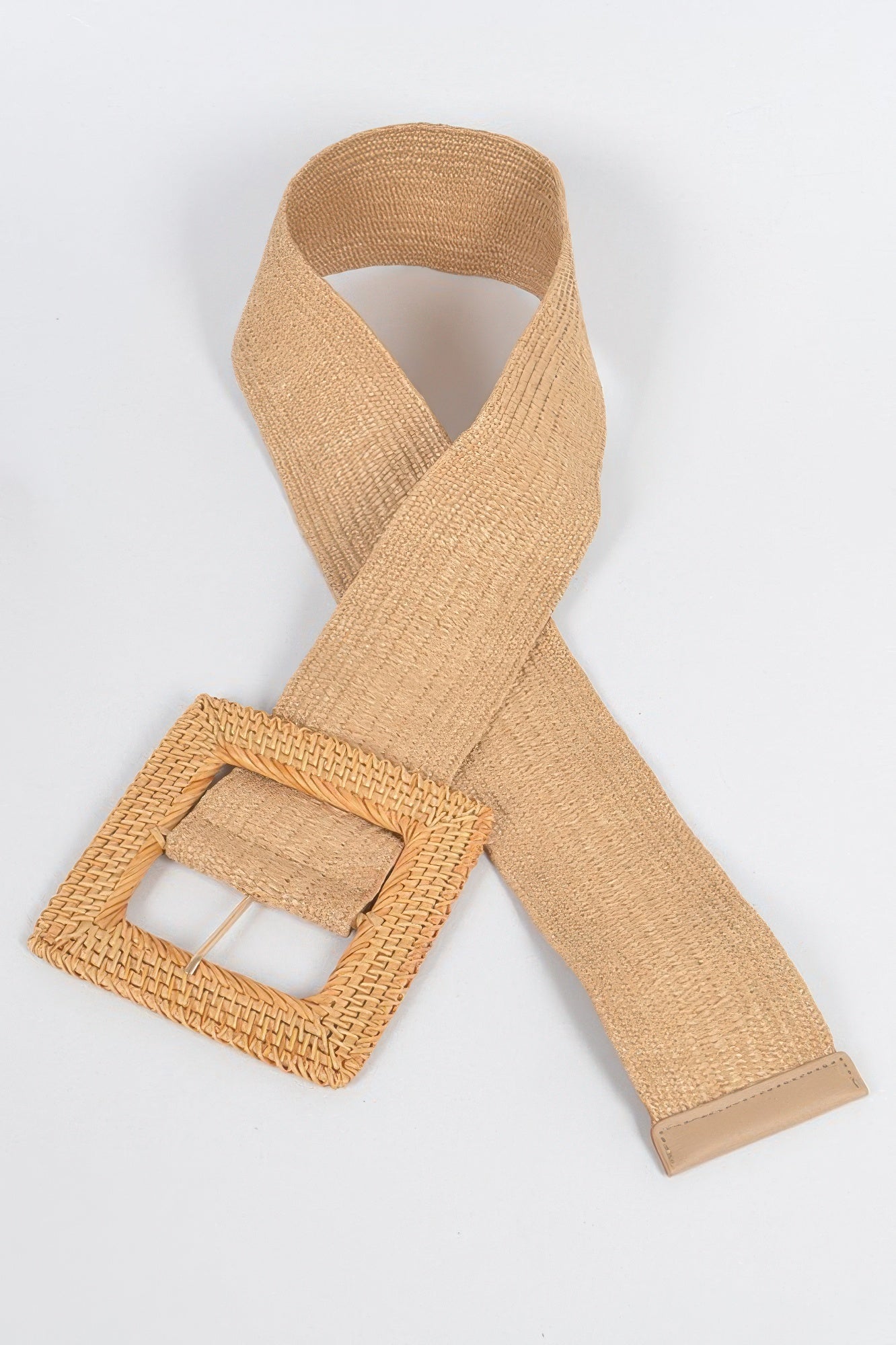 Oversized Bamboo Buckle Waist Elastic Belt