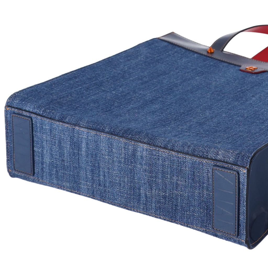Christian Louboutin Louis Tote Bag Navy Denim Rubber Leather