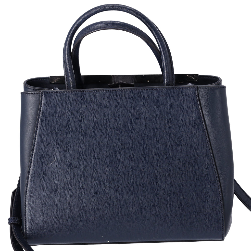 FENDI Petit 2 Jours Tote Bag 8BH253 Dark Navy Leather