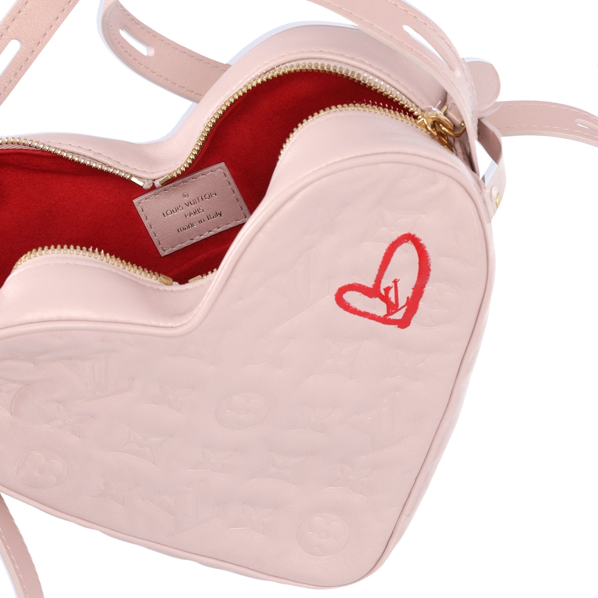 Louis Vuitton Sac Coeur Collection Heart Shoulder Bag Light Pink Lambskin