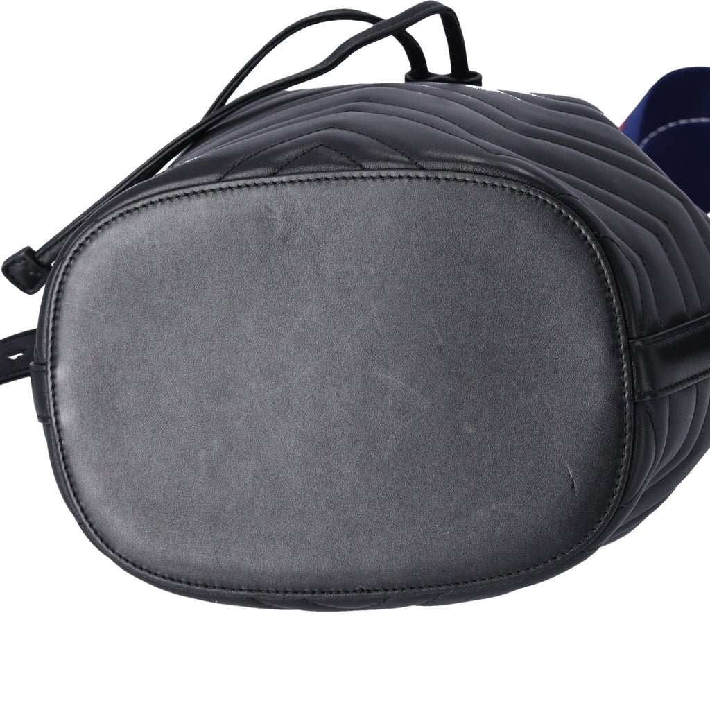 GUCCI GG Marmont Shoulder Bucket Bag 476674 Black Leather