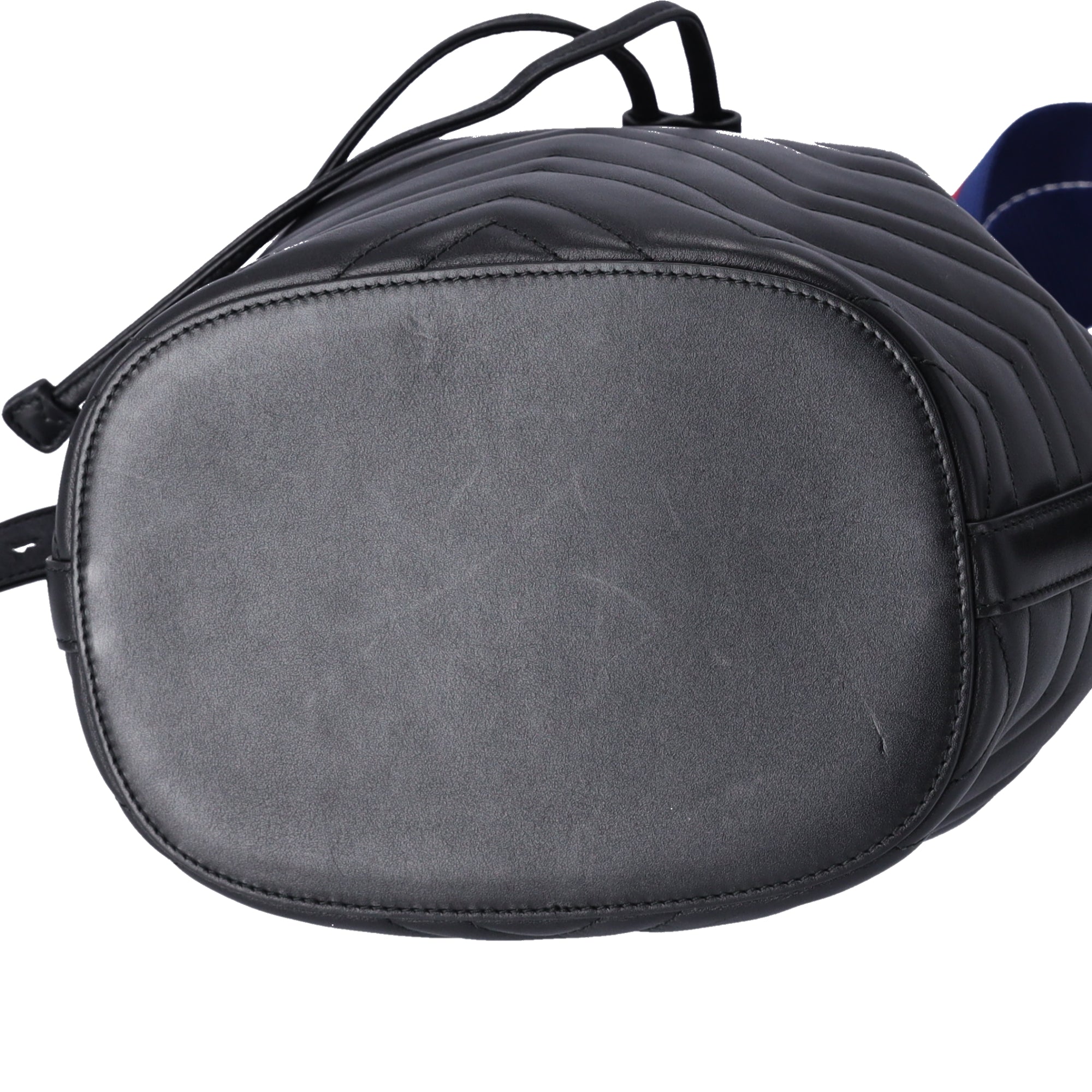GUCCI GG Marmont Shoulder Bucket Bag 476674 Black Leather