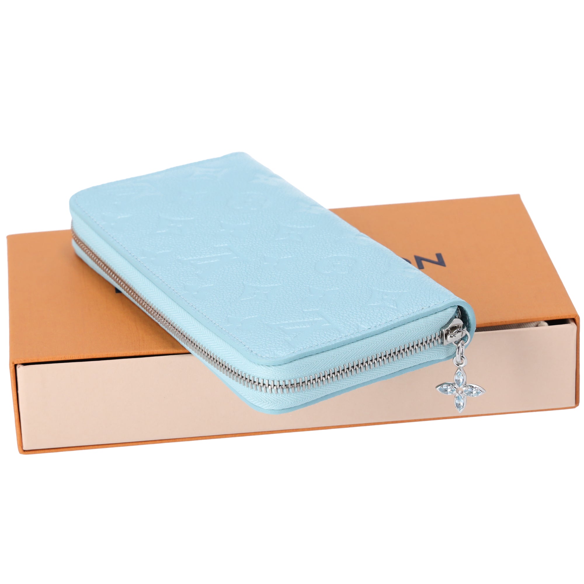 Louis Vuitton Zippy Wallet Monogram Shimmery Empreinte M12680 Azul Frost