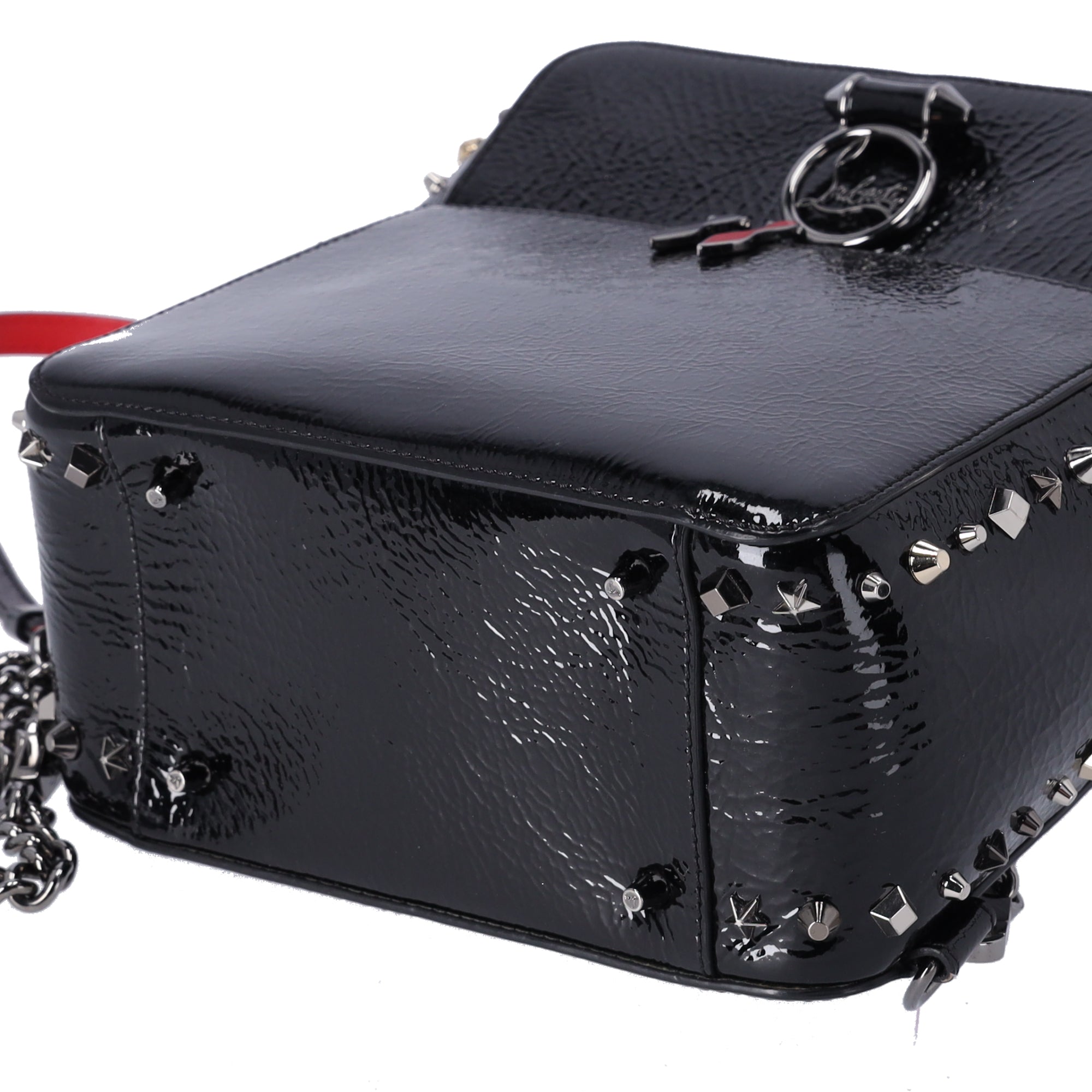 Christian Louboutin Rubyrow Backpack Black Patent Leather Studded