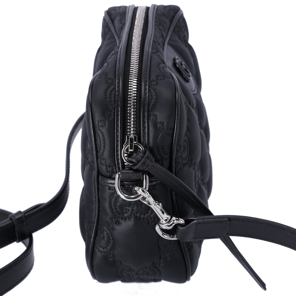 GUCCI GG Matelasse Shoulder Bag 702234 Black Nylon Leather