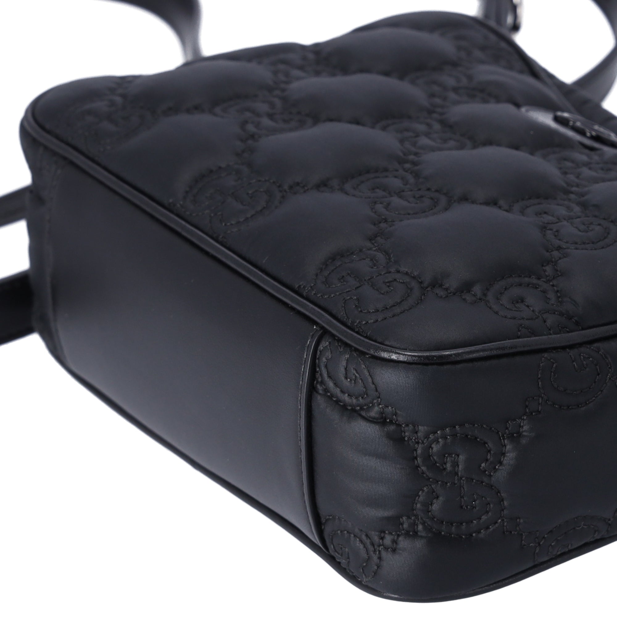 GUCCI GG Matelasse Shoulder Bag 702234 Black Nylon Leather