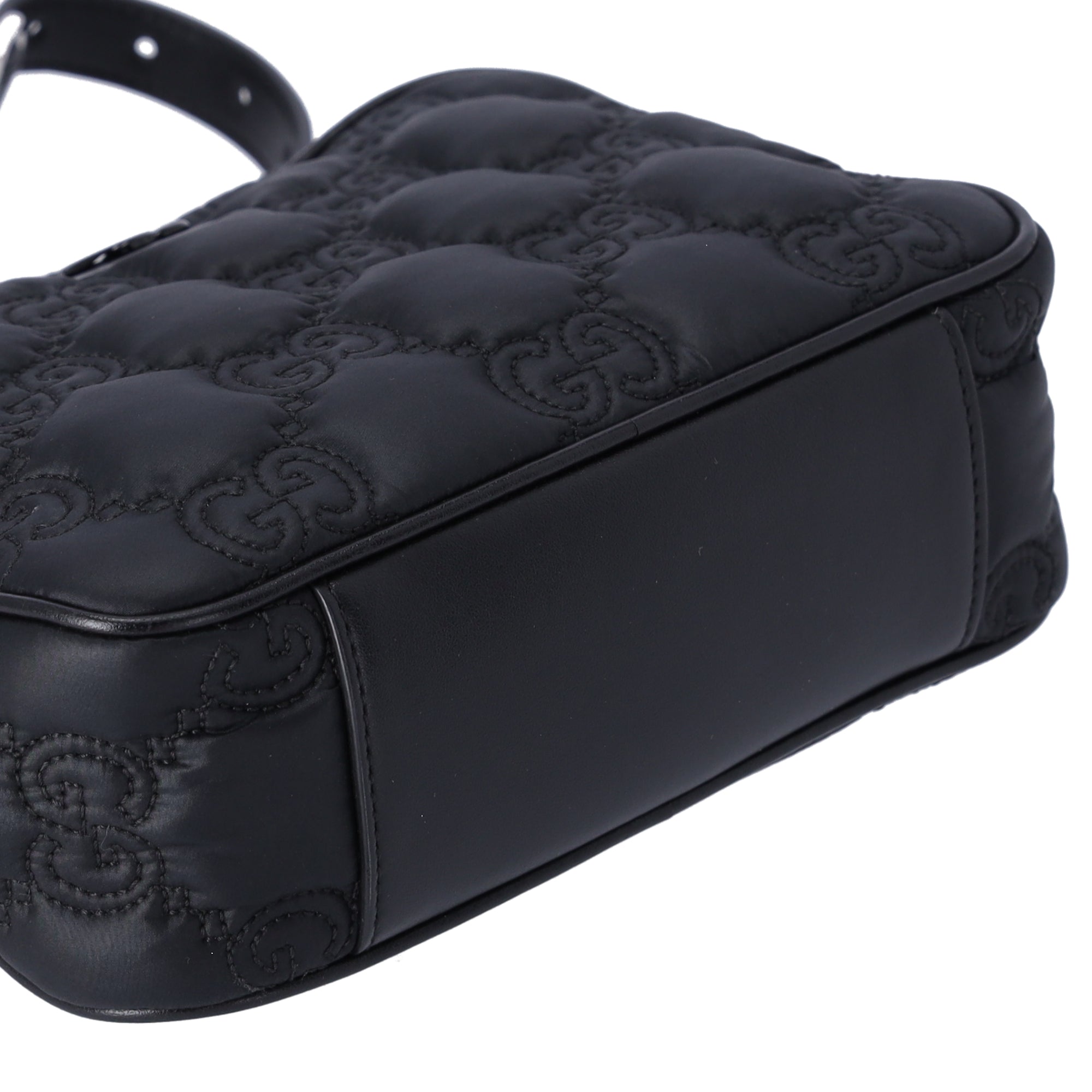 GUCCI GG Matelasse Shoulder Bag 702234 Black Nylon Leather
