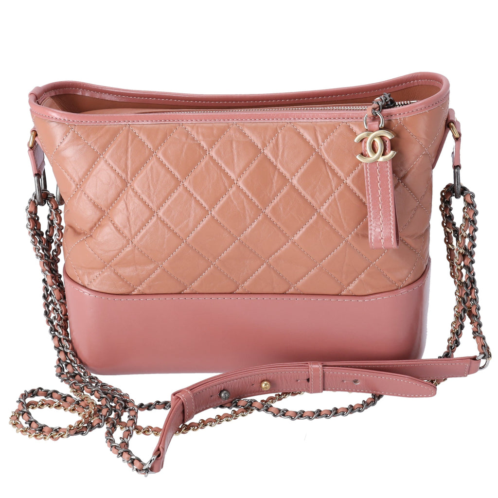 CHANEL Gabrielle Medium Hobo Bag  A93824 Salmon Pink Aged Calfskin