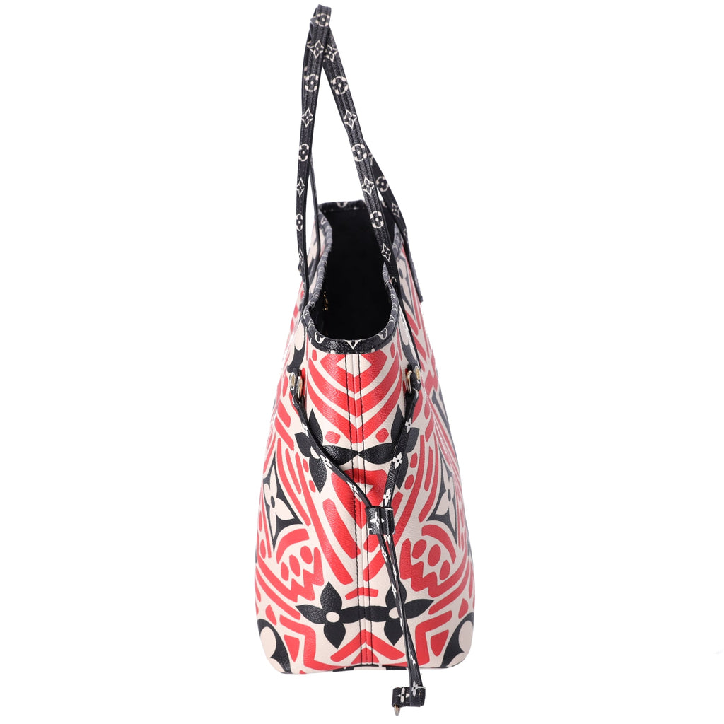 Louis Vuitton Neverfull MM LV Crafty Tote Bag Creme Rouge Giant Monogram